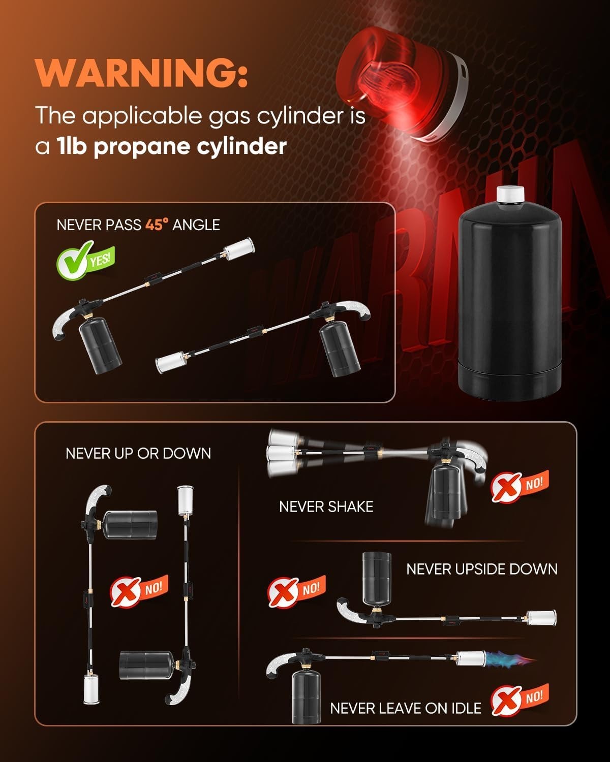 Saker Propane Torch Weed Burner – 45,000 BTU Flame Thrower with 30″ Curved Handl