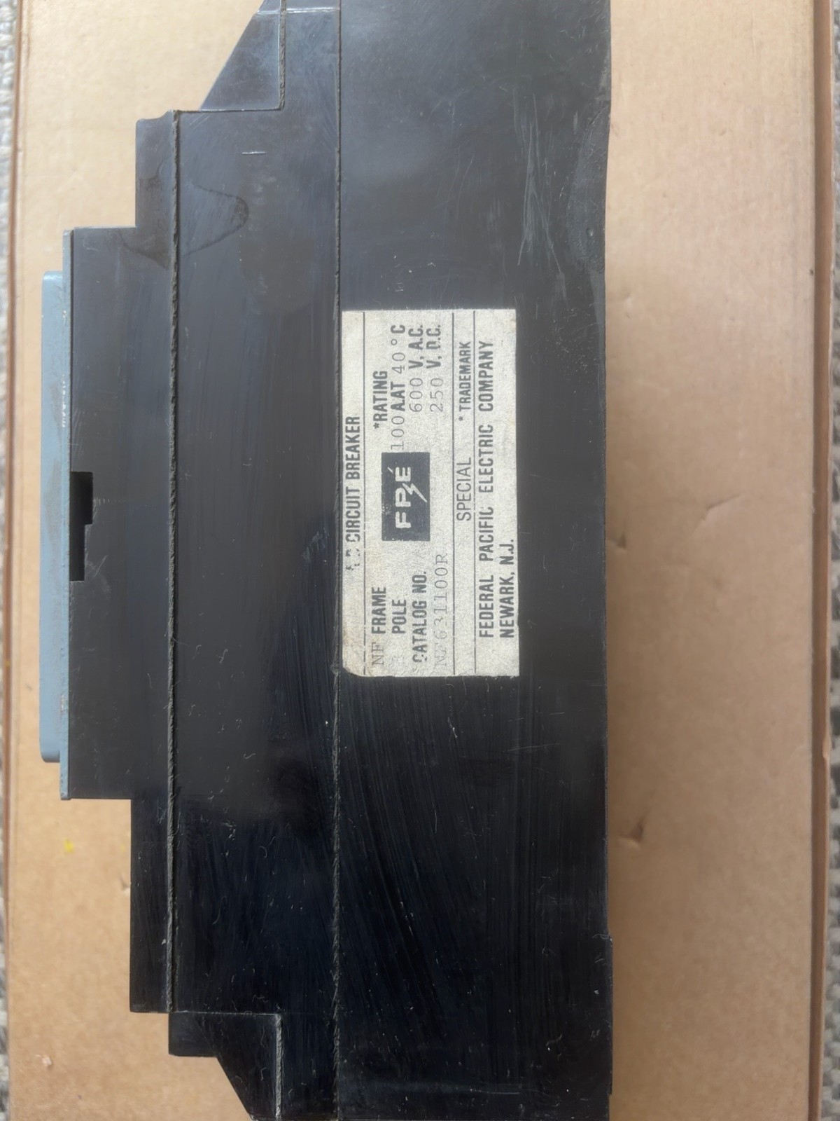 FPE NF631100R 100A 3 Pole 600VAC Circuit Breaker Federal Pacific NF