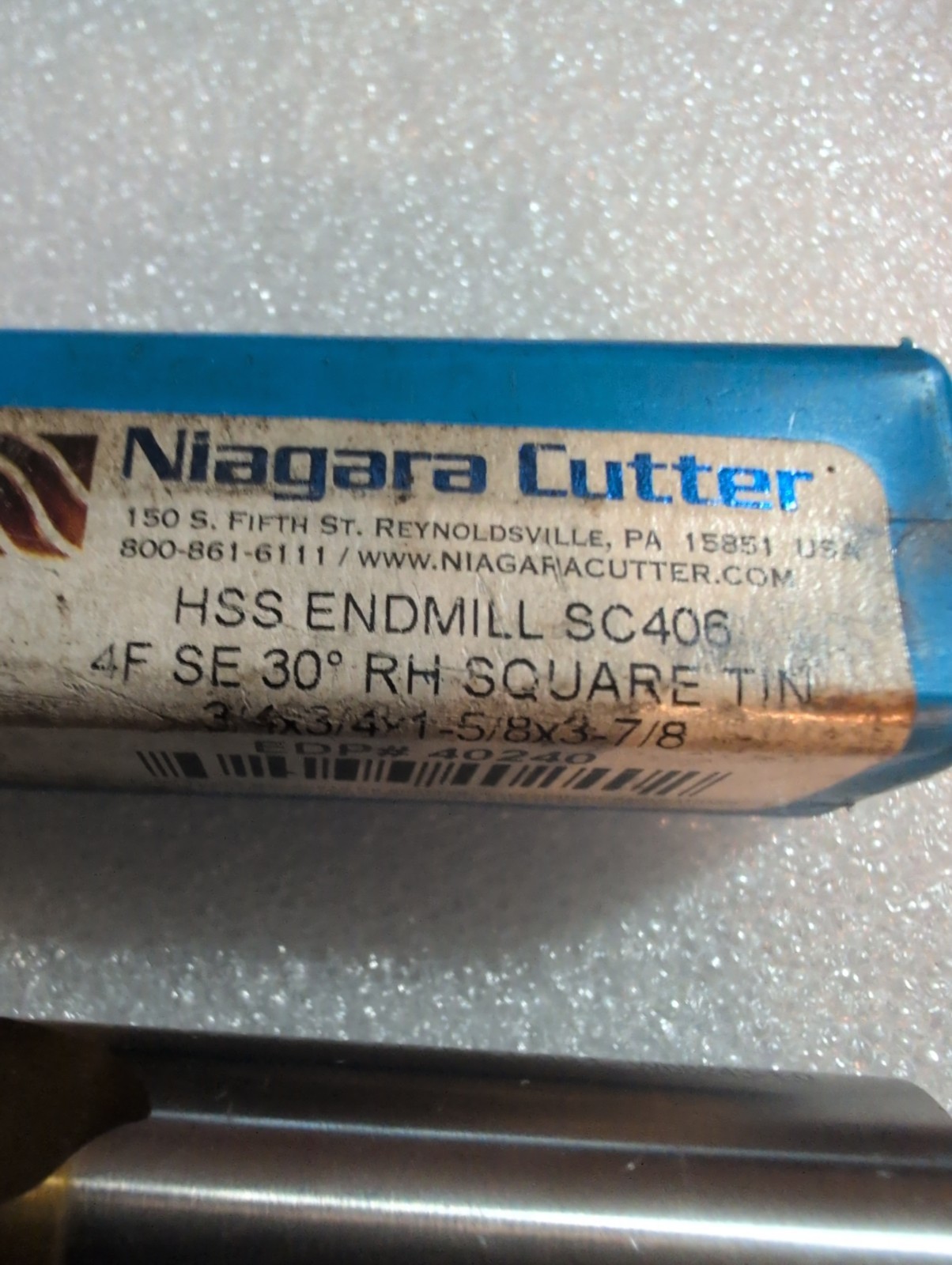 NEW NIAGARA CUTTER HSS END MILL 3/4 X 3/4 X 1-5/8 X 3-7/8 TIN EDP N40240