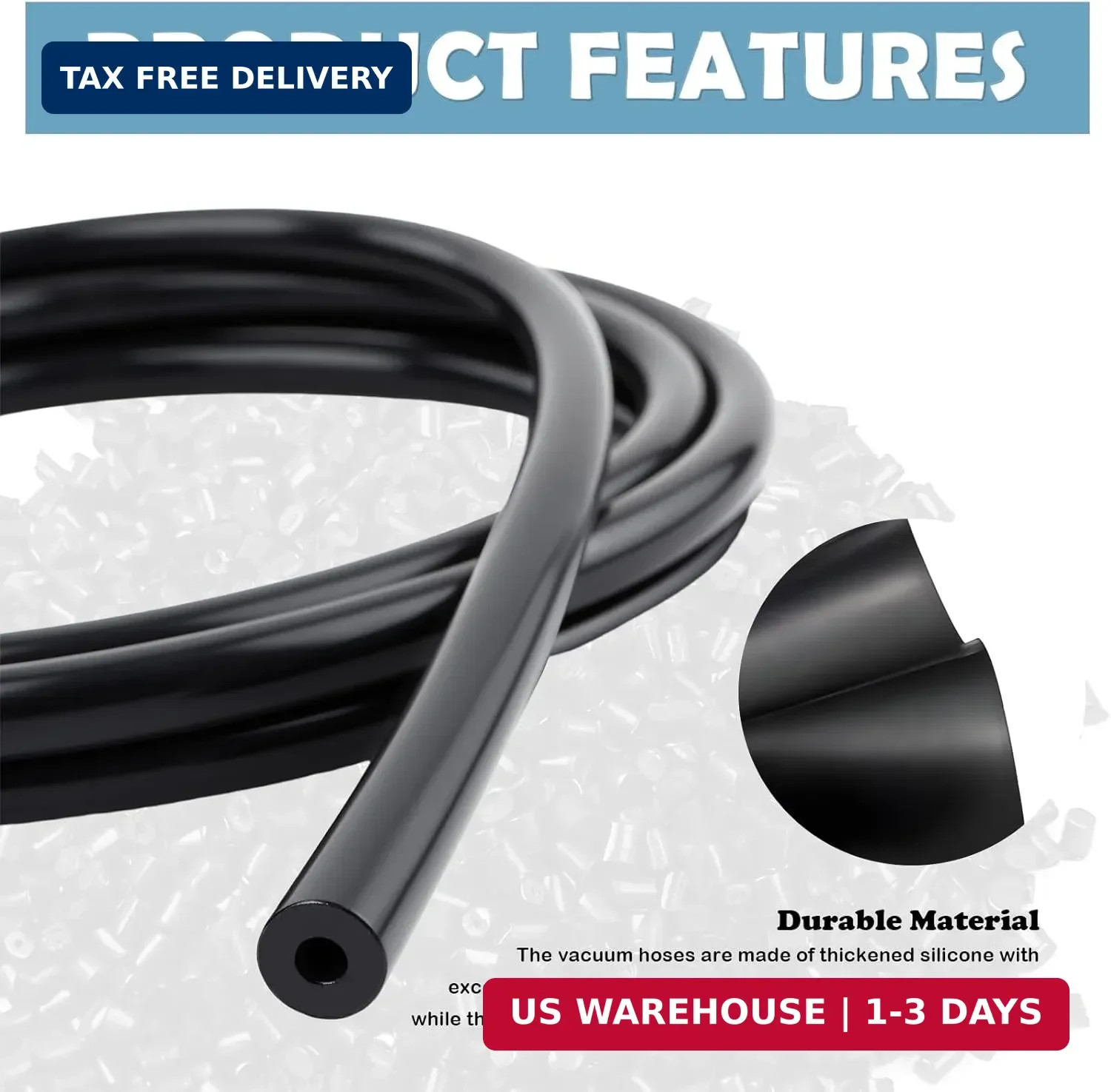 6PCS 4.9Ft Silicone Vacuum Lines Automotive,ID 1/8″ 5/32″ 3/16″ 1/4″ 5/16″ 3/8″