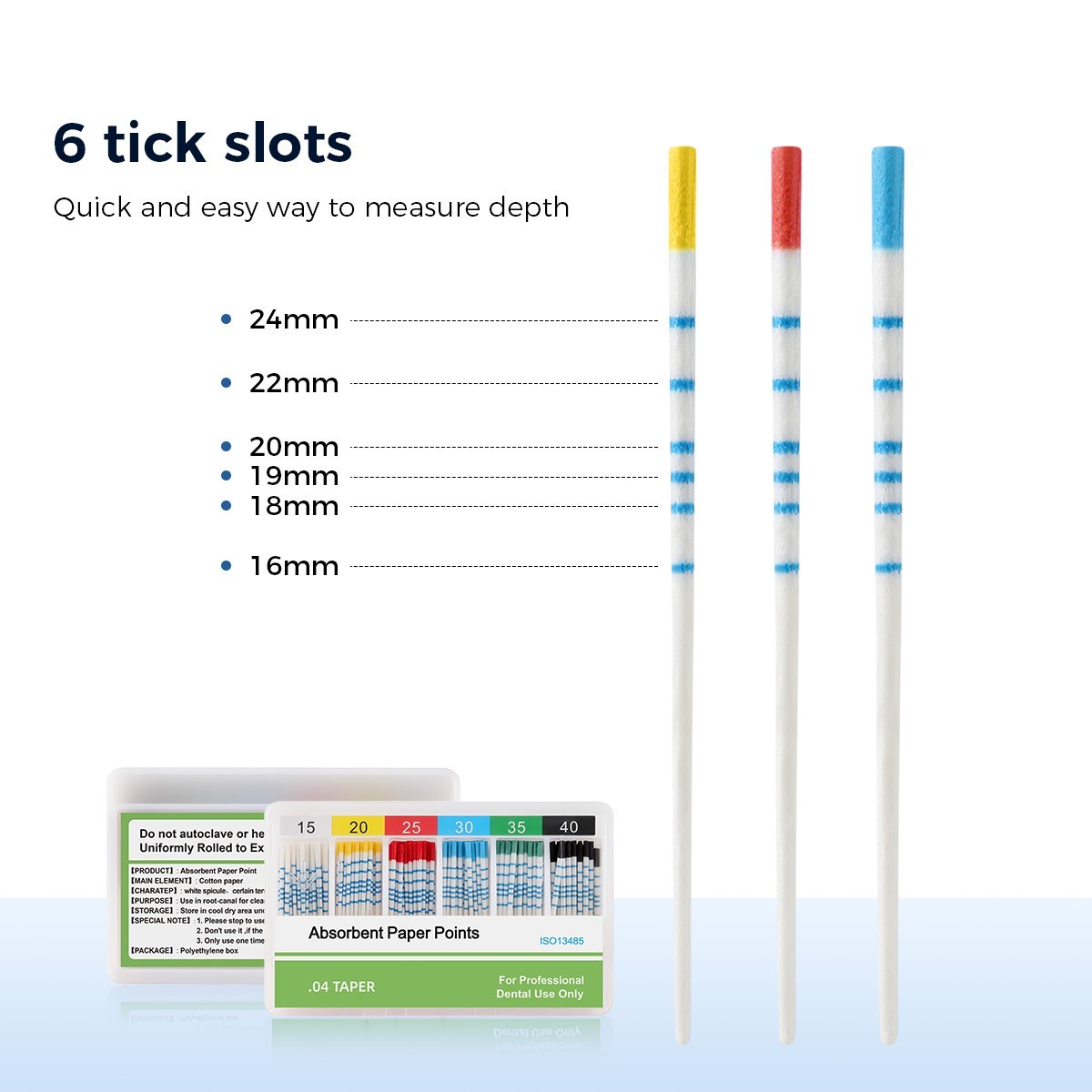 100pcs Dental Endodontic Absorbent Paper Points with Scale Taper 0.04 15#-40#