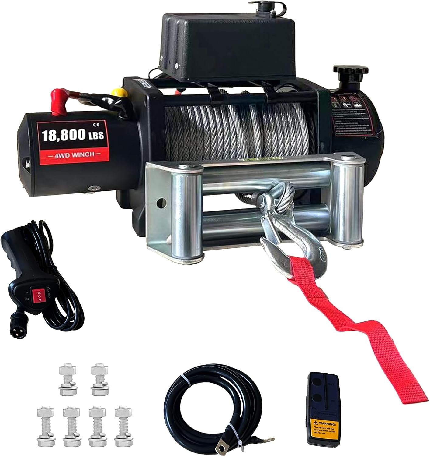 18800LBS Truck Electric Winch Kit Waterproof IP67 80FT Steel Cable Truck Winch