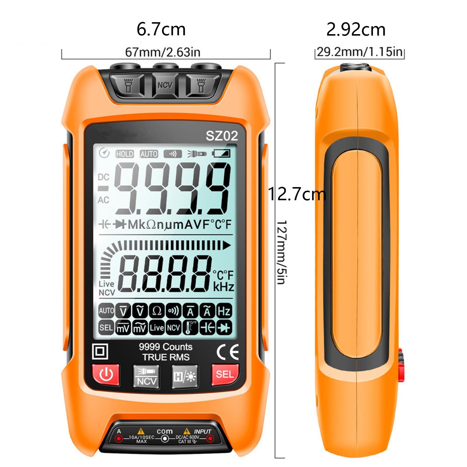 Digital Multimeter 9999 Counts DC/AC Voltage Current Resistance Tester True RMS;