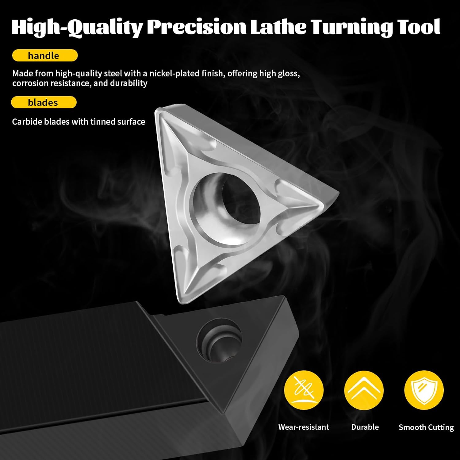 Metal Lathe Cutting Tools,5 Sets of 1/4 Carbide Metal Cutting Tool Bits Kit，Inde