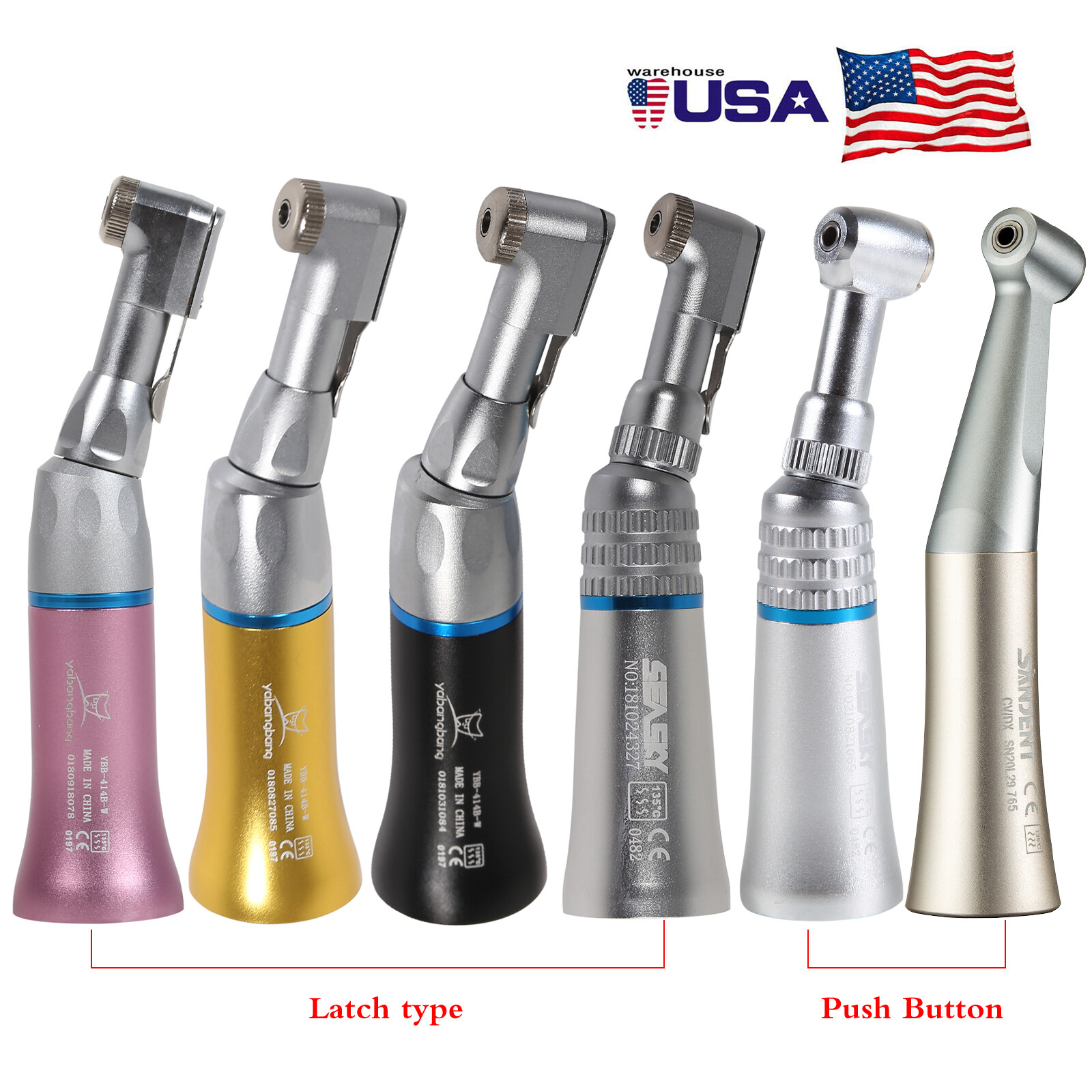 Dental Low Speed Handpiece Contra Angle Straight Air Motor / 4:1 Hygiene Prophy