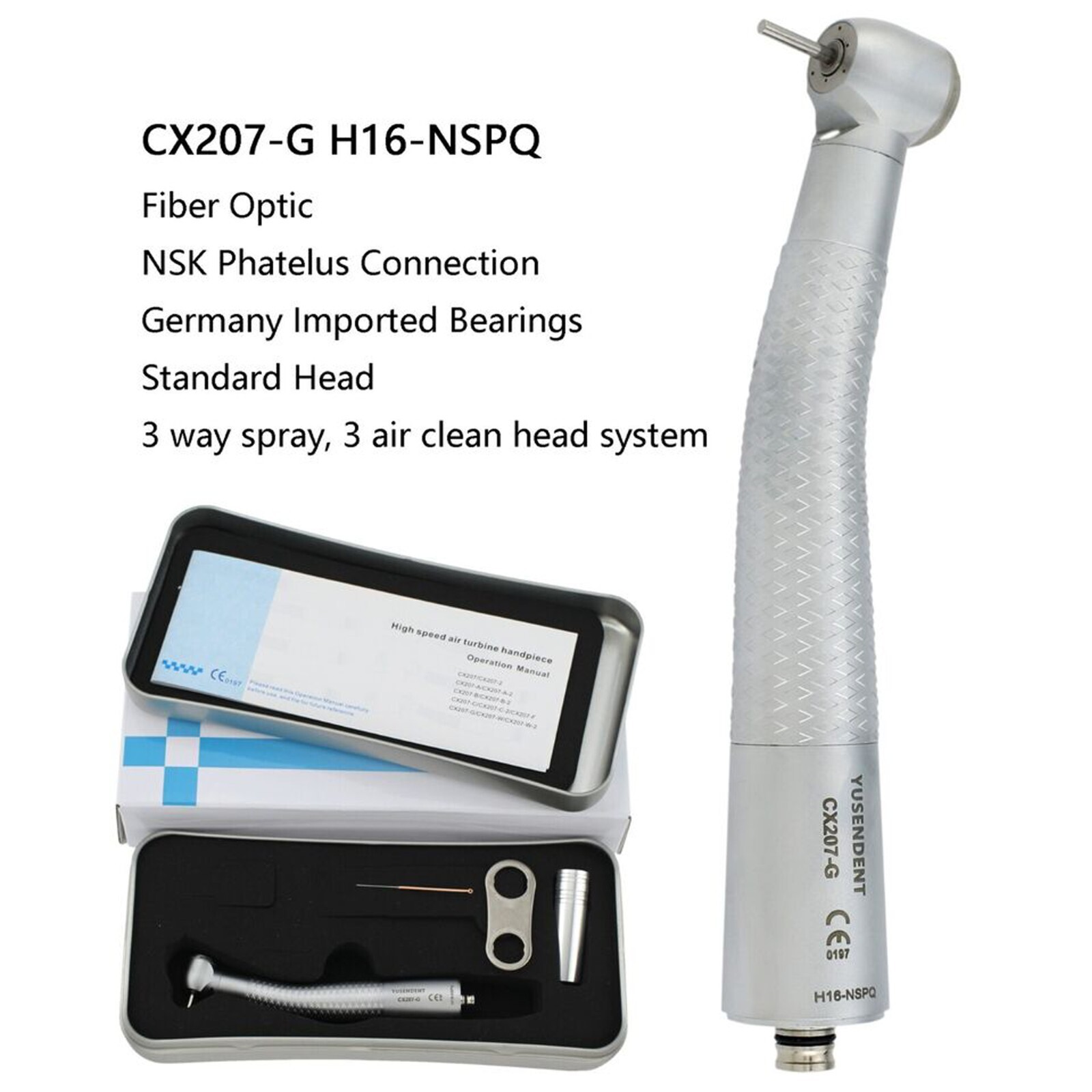 COXO Dental Fiber Optic Turbine High Speed NSK Phatelus Coupler 4 Hole 6 Pin LED