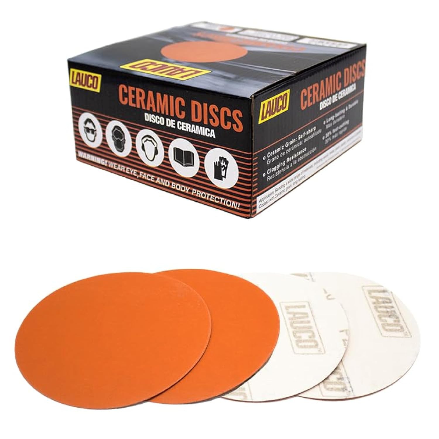 Premium 6″ Hook and Loop Sanding Ceramic Discs (Box of 50) – (GRIT-320) 25962