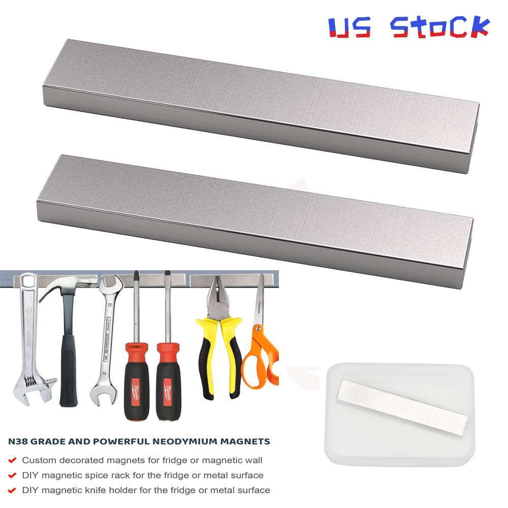 2PCS Block Magnets Super Strong N38 Neodymium Large Magnet 3.1″*0.6″*0.21″ US