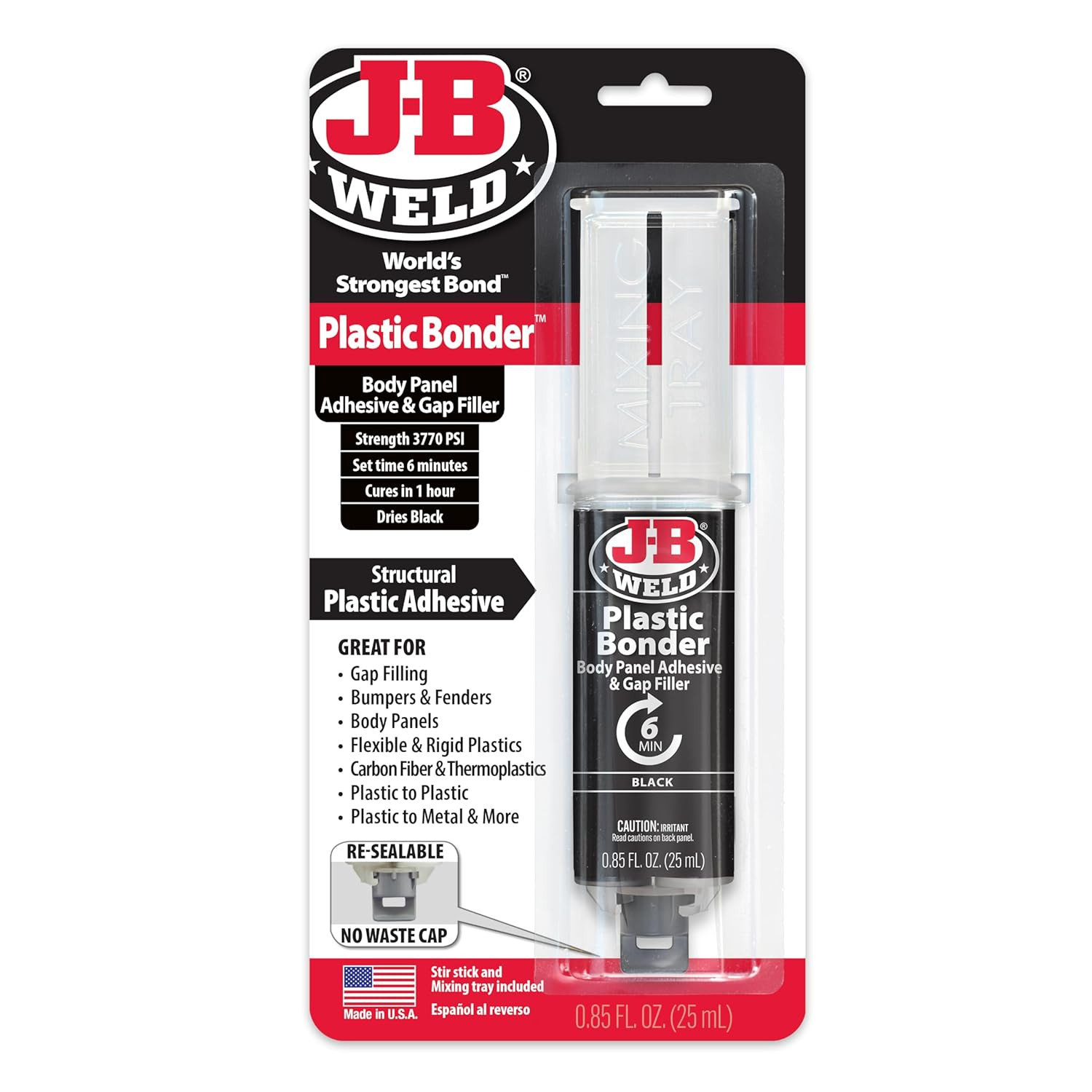 50139 Plastic Bonder Body Panel Adhesive and Gap Filler Syringe – Black – 25 Ml