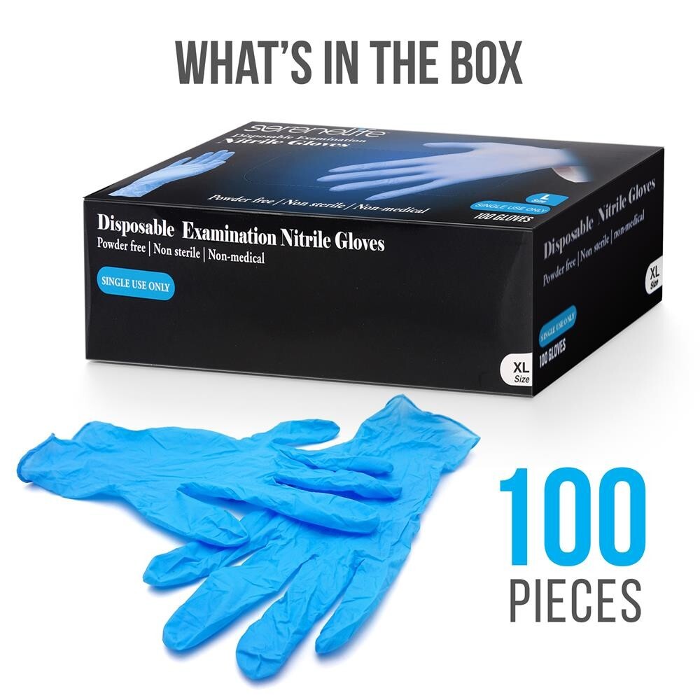 SereneLife 100 Pcs. Soft Industrial Gloves-Nitrile & Vinyl Gloves Powder Free-XL