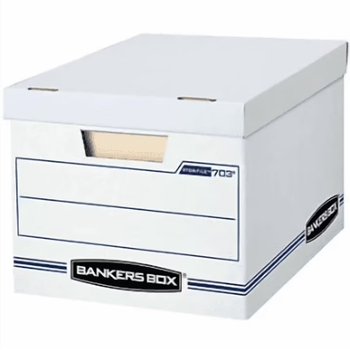 Bankers Box Basic Duty Letter/Legal File Storage Box with Lids, 10 Pack, White