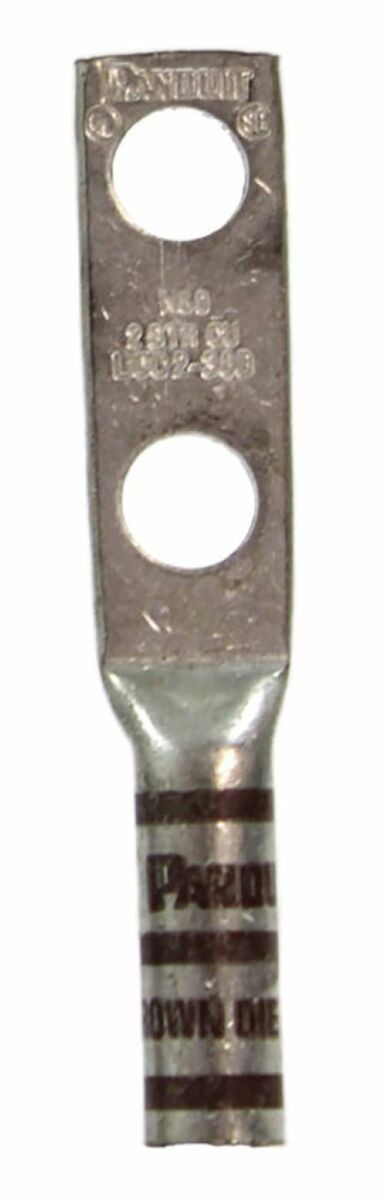 Panduit LCC2‑38D Copper Compression Lug #2 AWG 2‑Hole 3/8″ Stud | Pack of 12