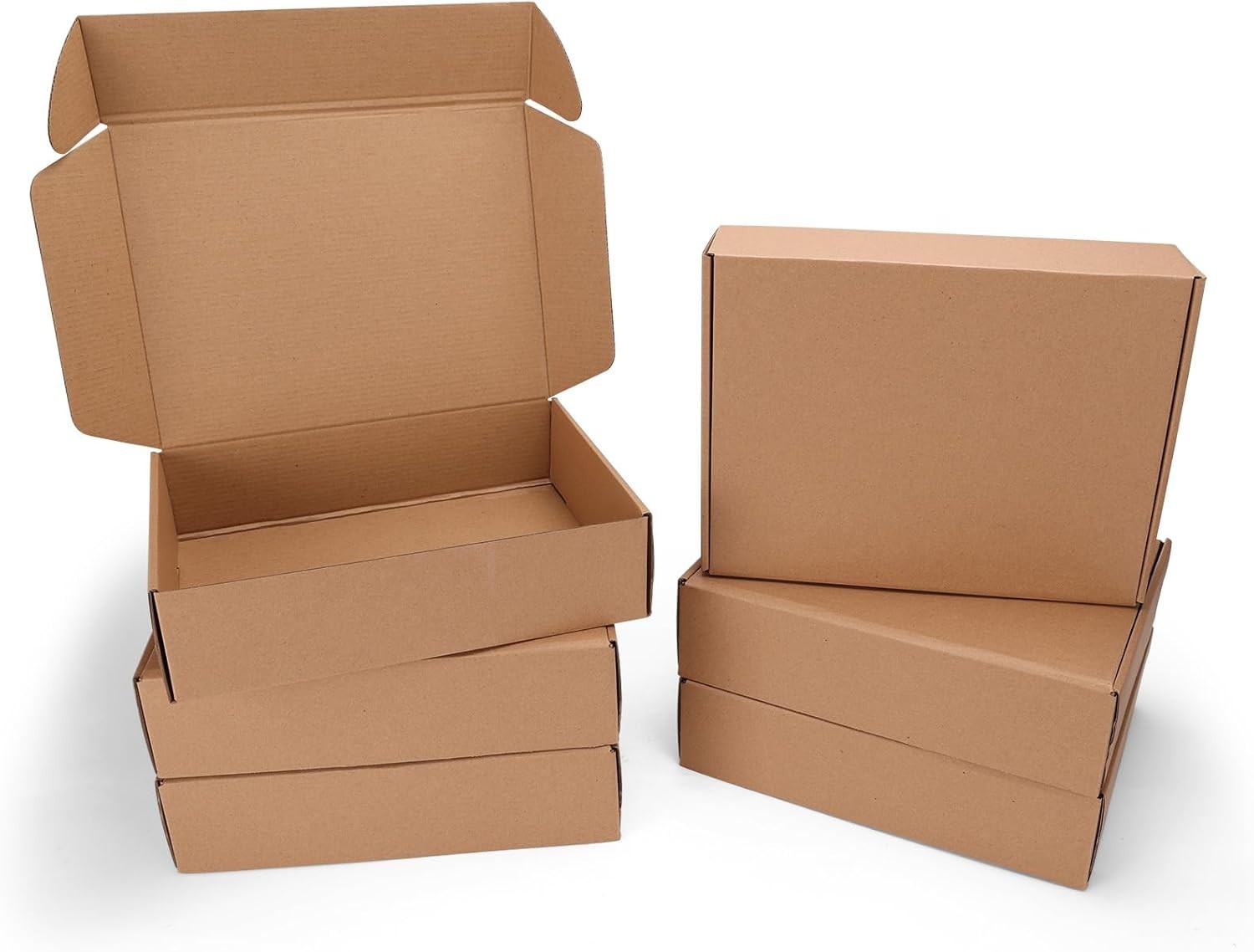6 Pack Brown Shipping & Gift Boxes, 12x9x3 Inch Kraft Cardboard Mailers for S…