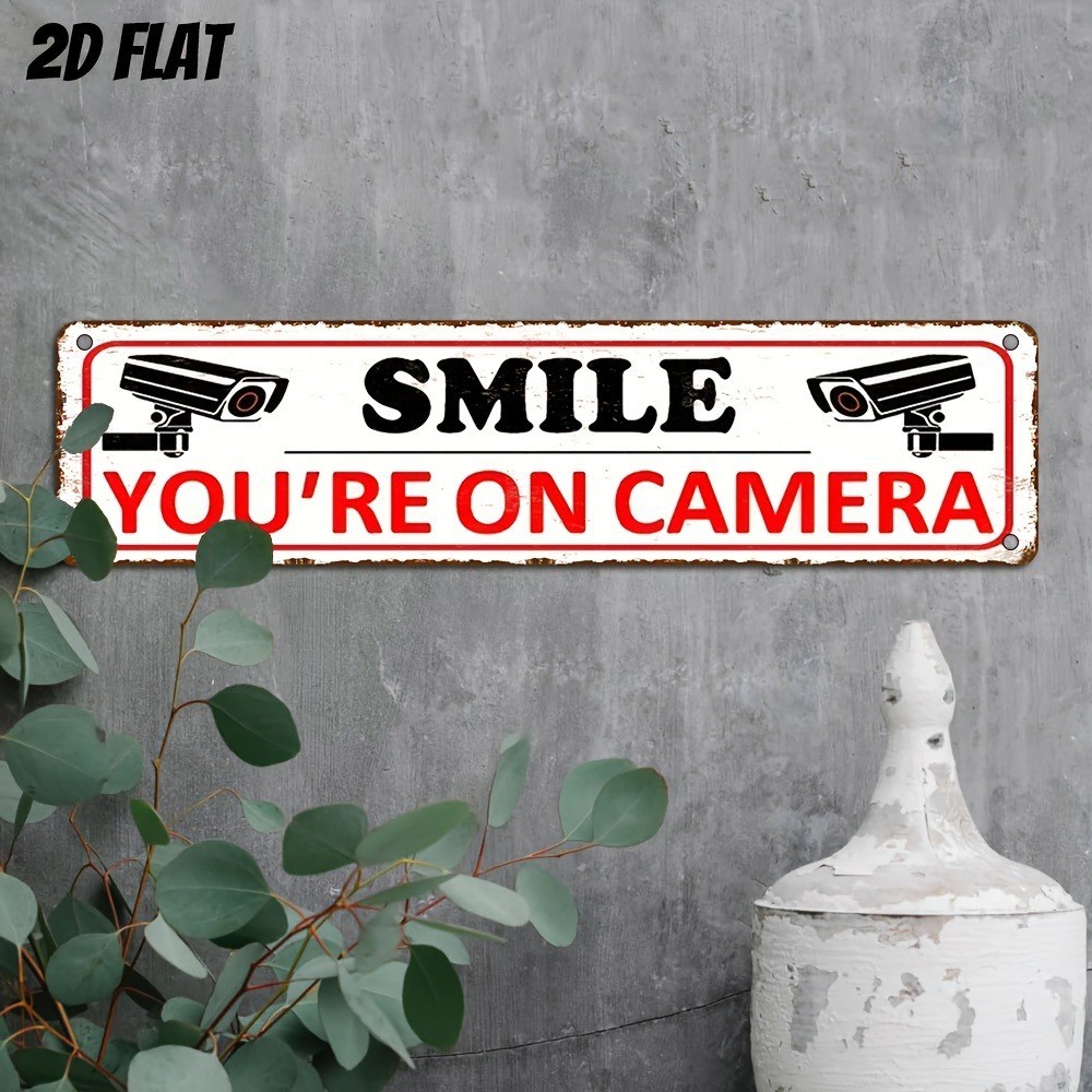 «YOU’RE ON CAMERA» Aluminum Wall Mount For Street Patio Shop Creative Home Decor