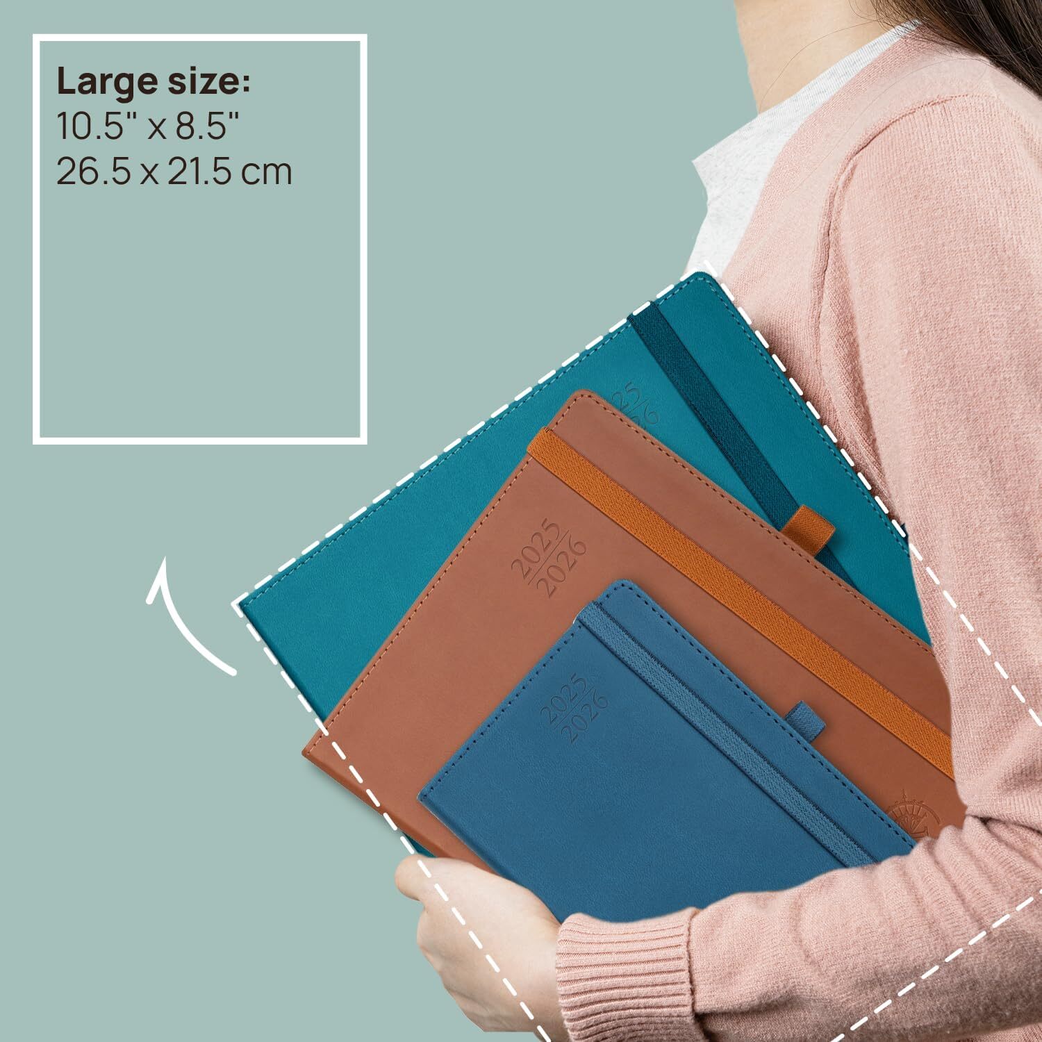 Poprun Vertical Weekly Planner JAN 25 – DEC 25, LARGE 8,5′ x 10,5″ Pacific Green