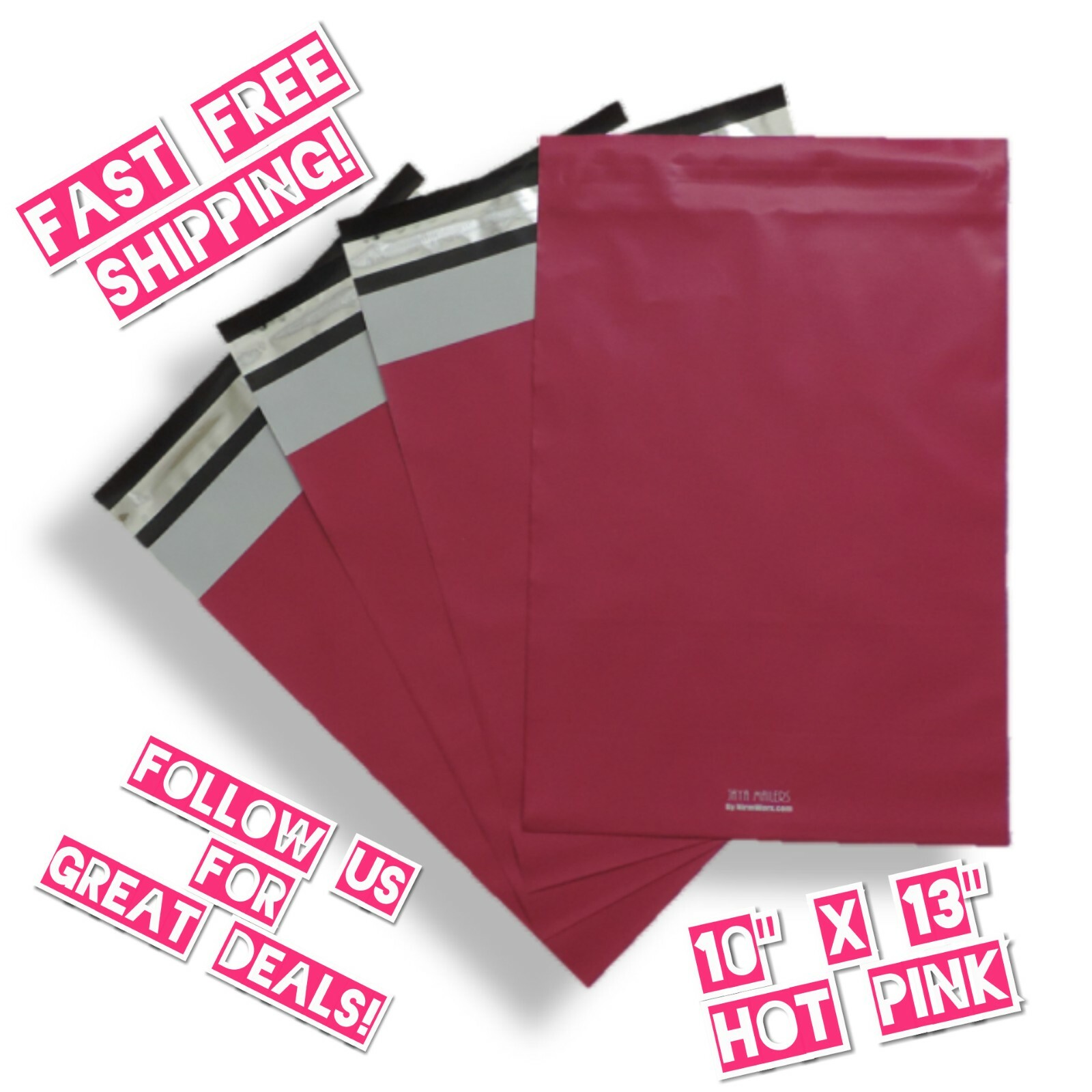 100 Hot Pink 10×13 Poly Mailers / Shipping Envelopes