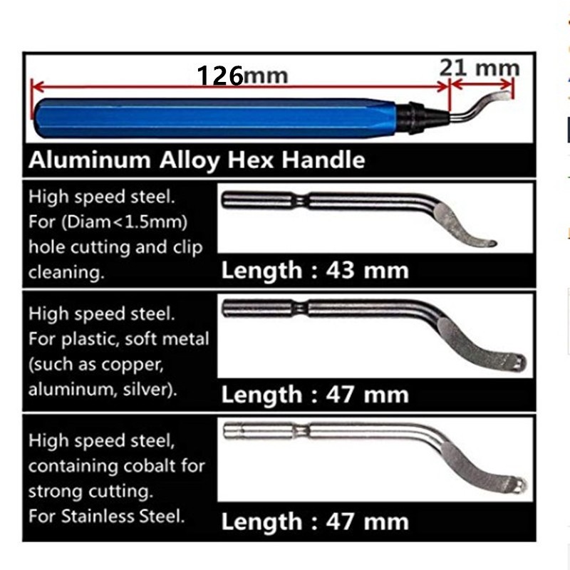 Aluminum Handle With 15 Steel Blades Metal Resin PVC Plastic Deburring Tool