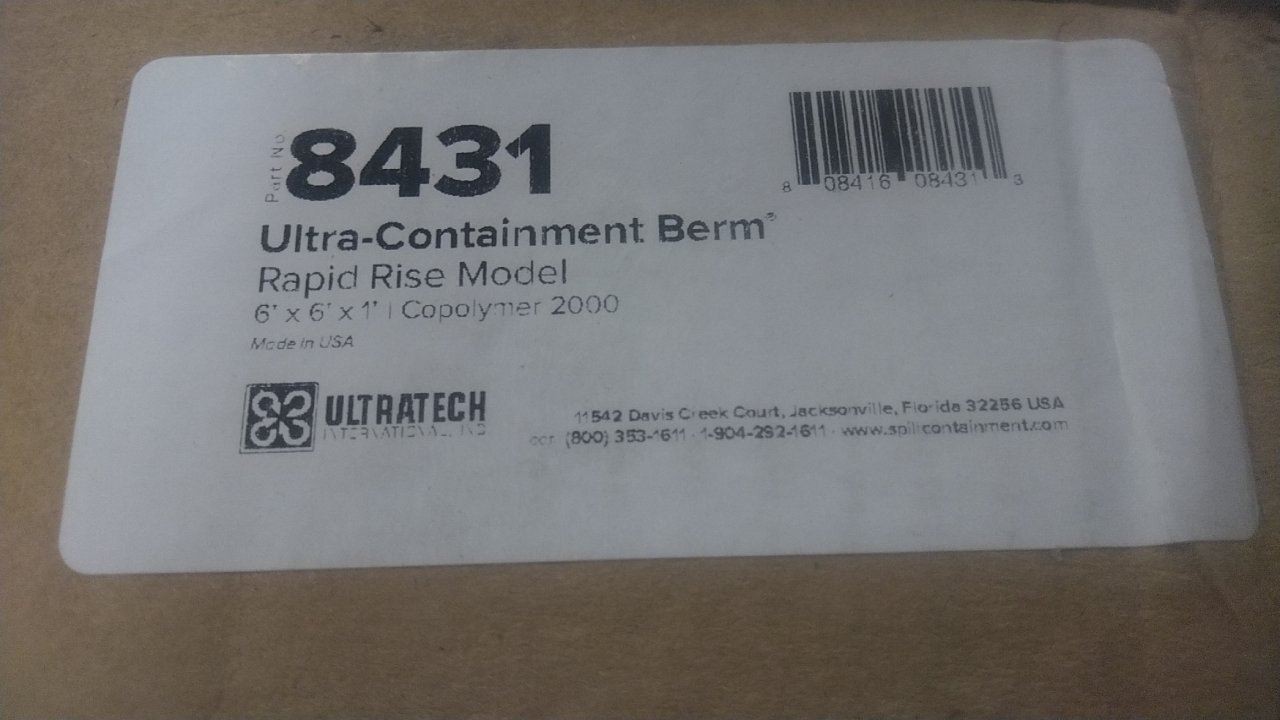 Ultratech 8431 6 Ft Width x 6 Ft Length 12 In Height Rapid Rise Containment Berm