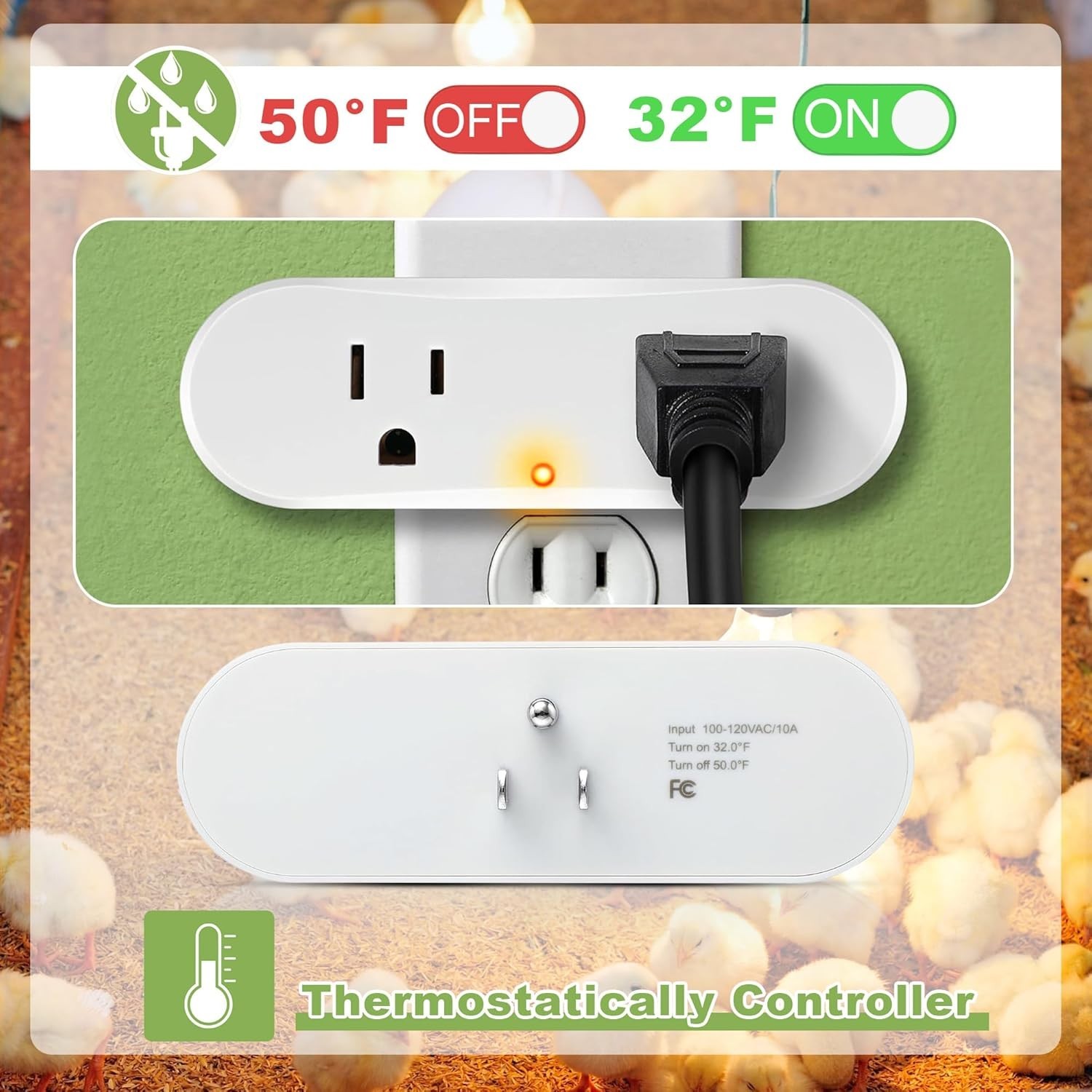 2 Pcs Thermal Cube, Auto on Below 32°F Off Above 50°F, Plug in
