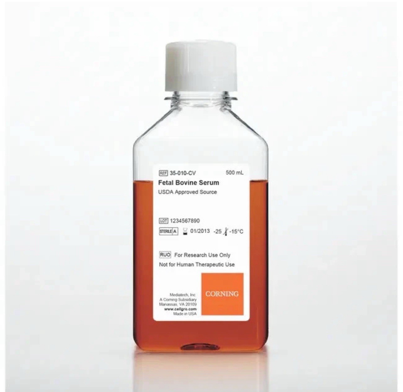 Fetal Bovine Serum FBS, Heat Inactivated, Corning, 35011CV, 35-011-CV, 500 mL