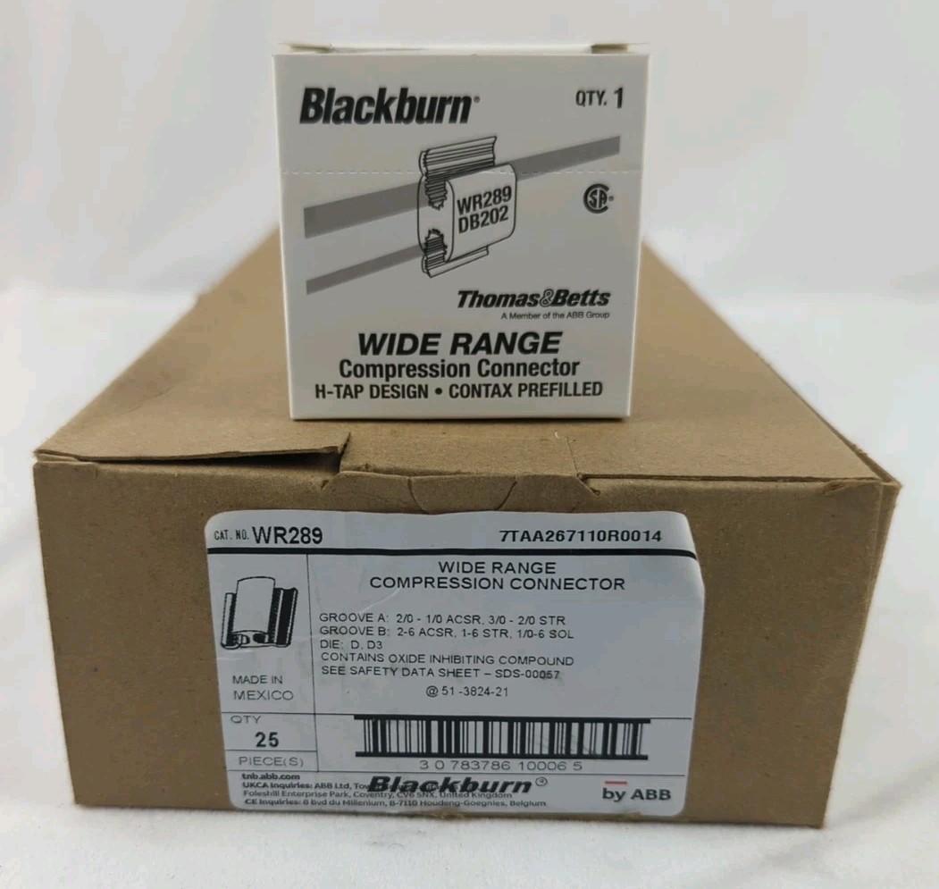 Lot Of 25 Blackburn WR289 2/0-1/0ASCR H-Tap Wide Range Compression Connector