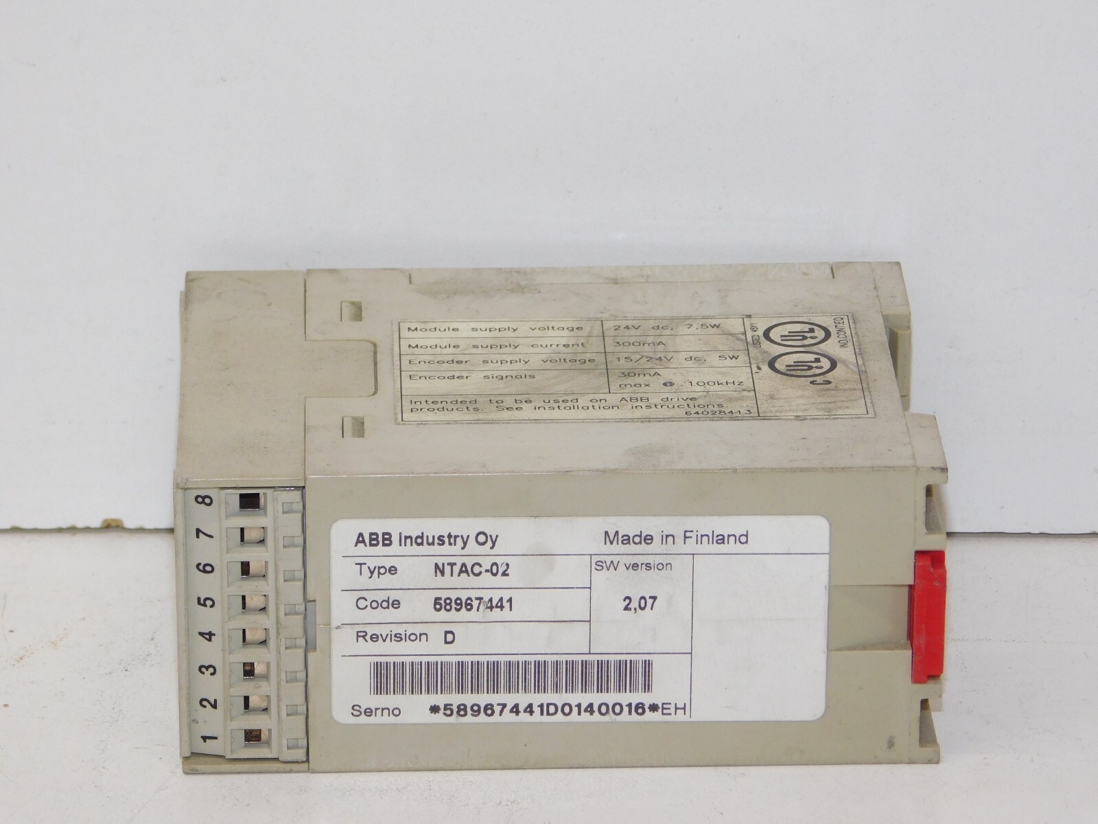 ABB NTAC-02 Pulse Encoder Interface 300mA 24VDC Drive Module Unit Made Finland