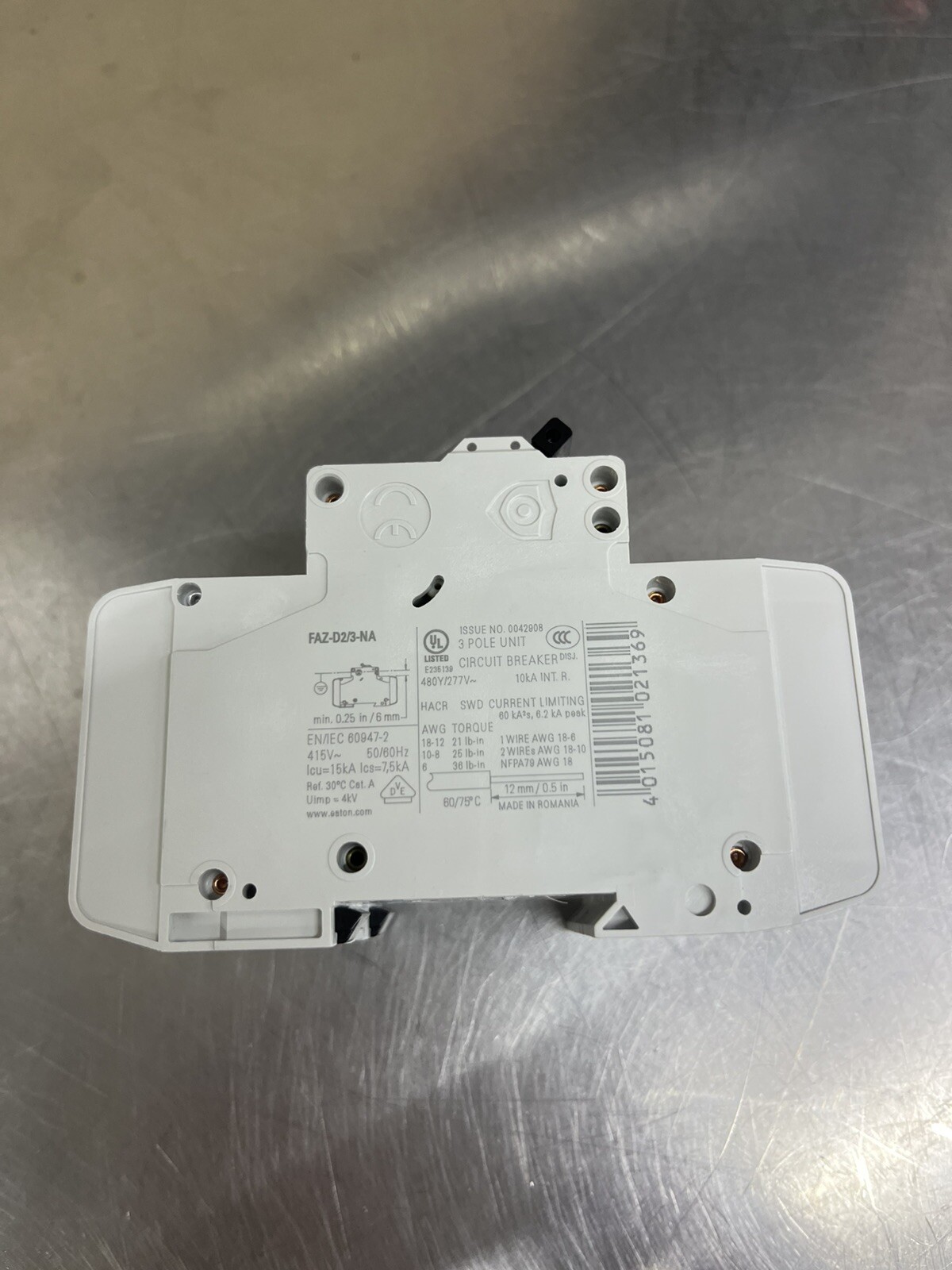 Eaton FAZ-D2/3-NA Circuit Breaker 3 Pole 2 Amp Made In Spain