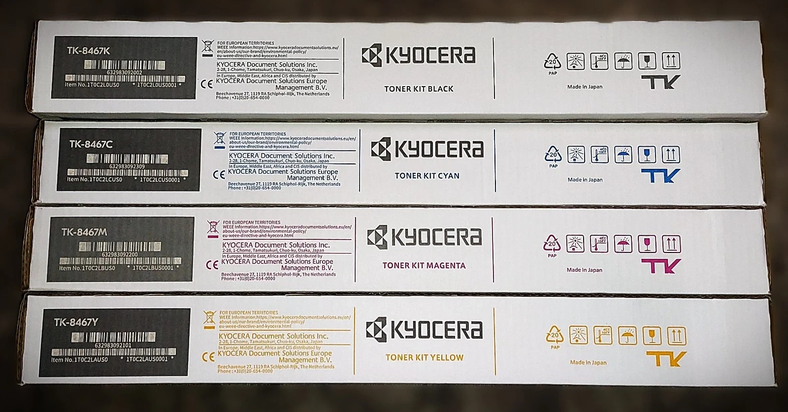 SETof 4 Kyocera TASKalfa MZ2501ci MZ3501ci High Yield Toner TK-8467 CMYK