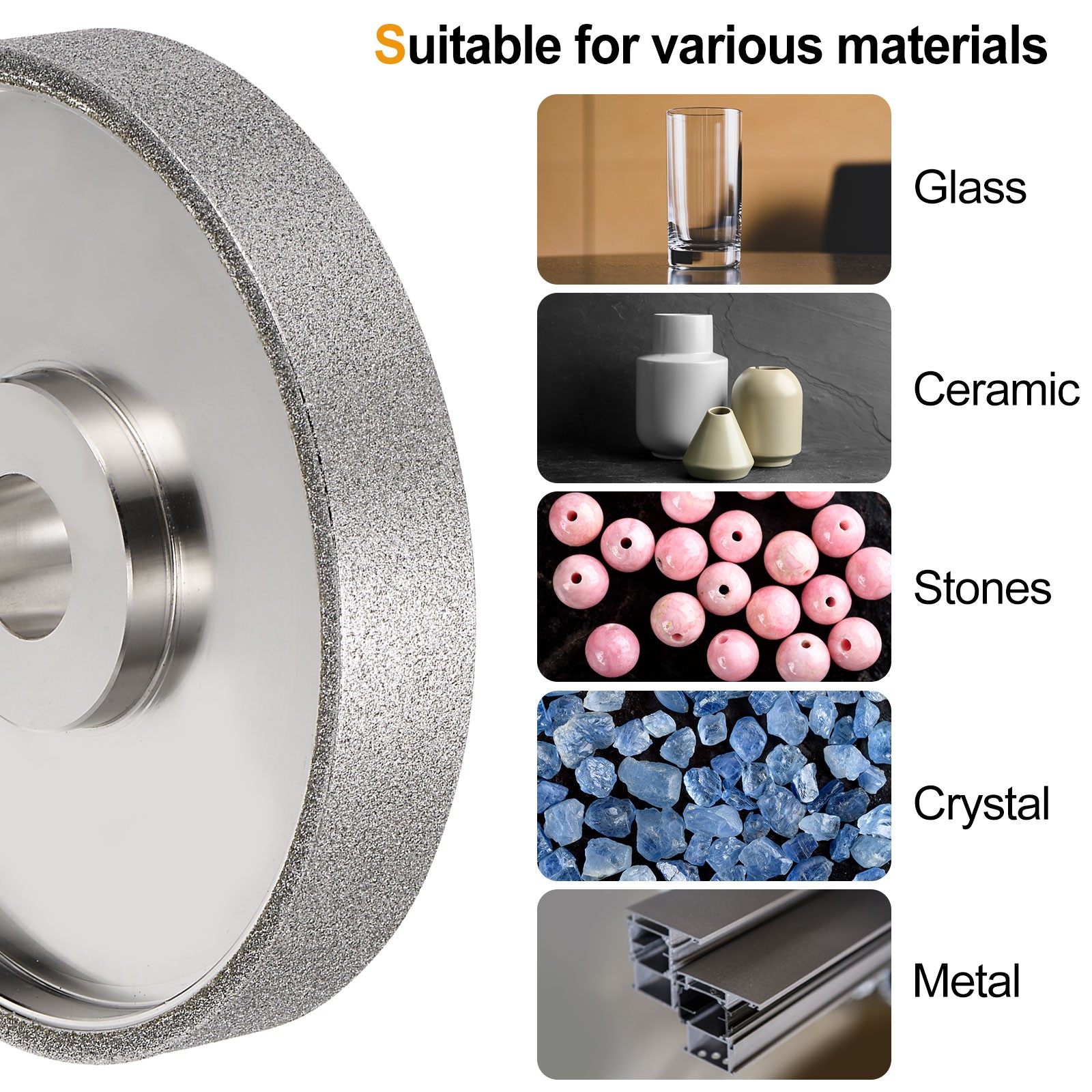 Diamond Lapidary Wheel 6 Inch x 1 Inch Arbor Hole 80 Grit Grinding Wheels