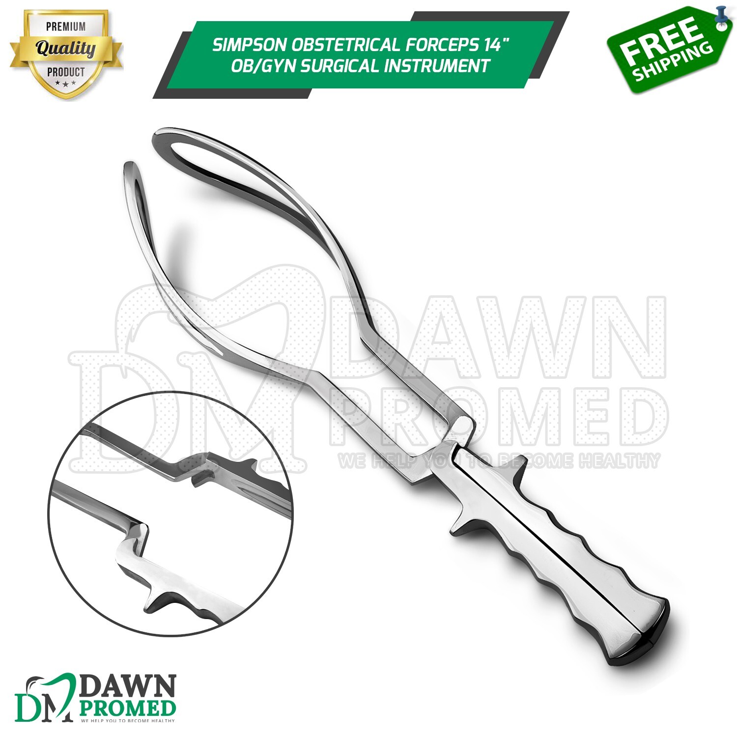 Simpson Obstetrical Forceps 14″ Fenestrated Blades OB/GYN Surgical Inst German G