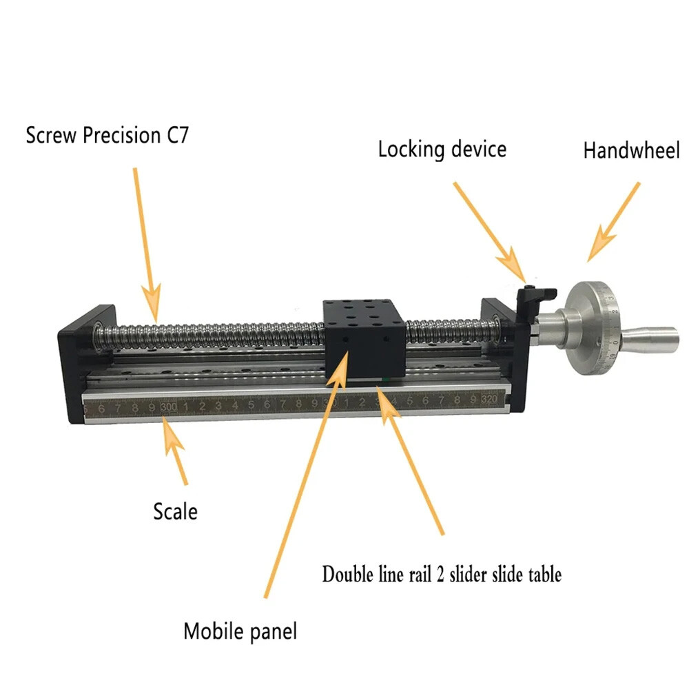 Manual 22-132lbs Ballscrew Linear Motion Stage Double Guides 12»CNC Slide Table