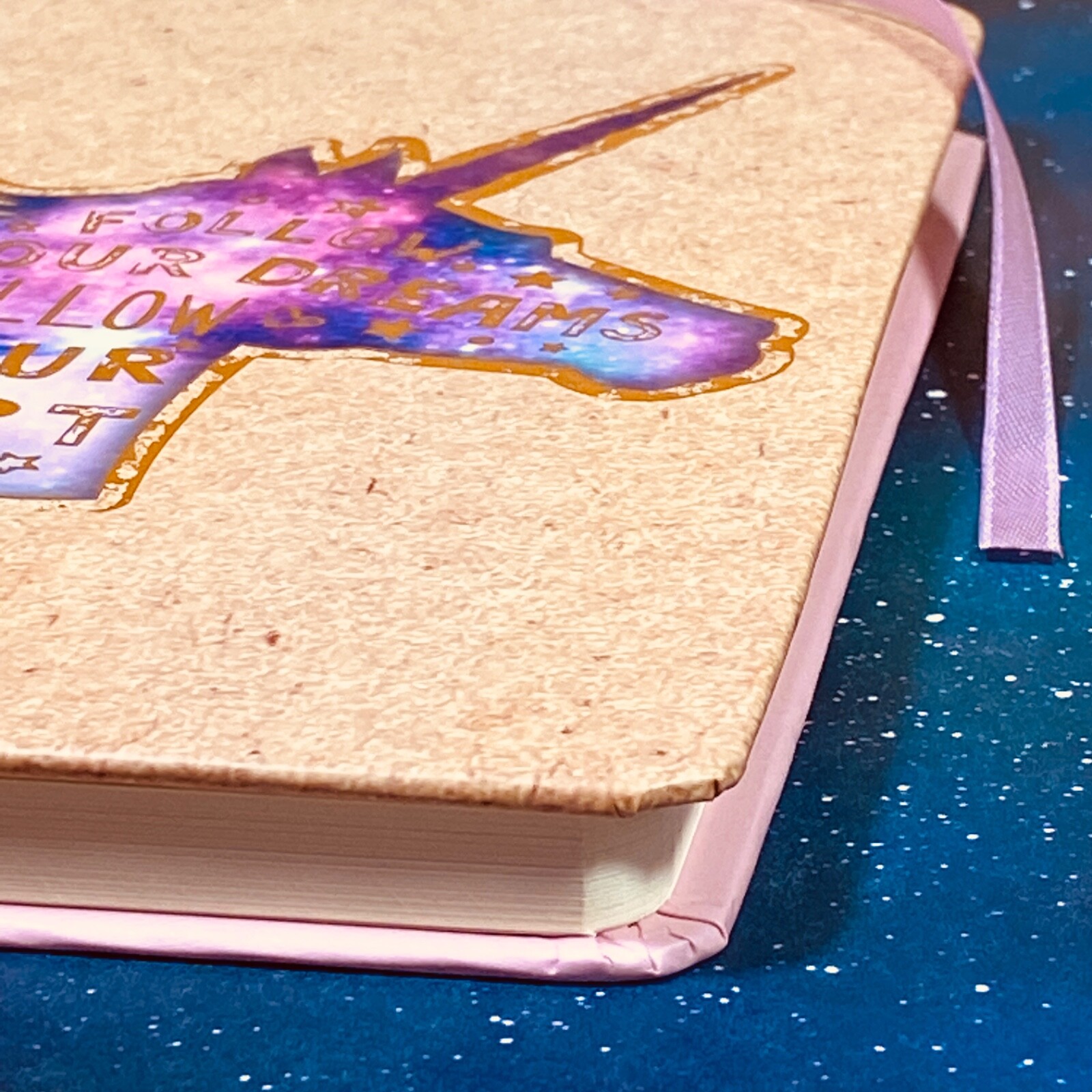 Unicorn Notebook Diary Journal Lined Pages Satin Bookmark Office Work School n