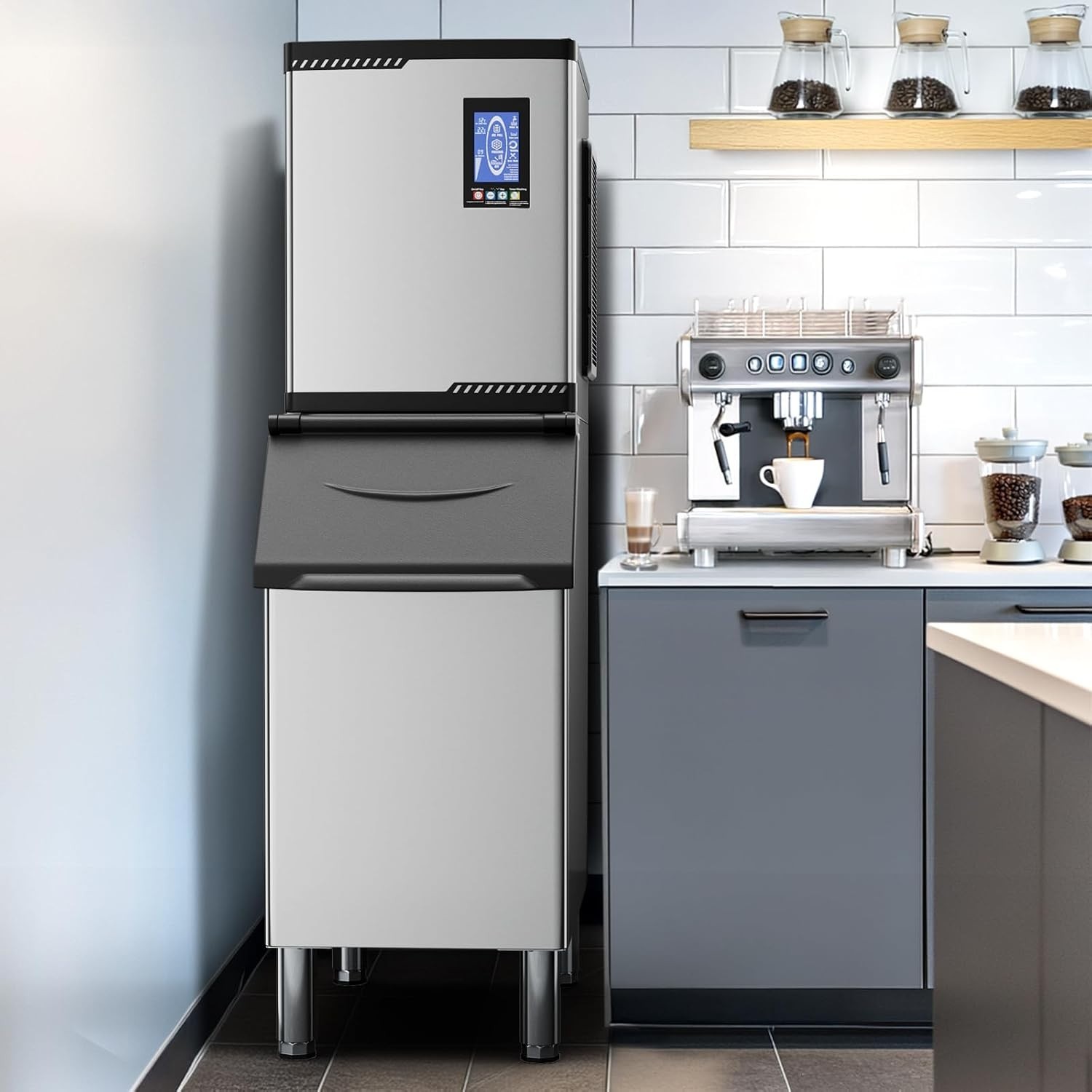 xutum680Lbs ETL Commercial Ice Maker Machine Industrial Ice Maker 550Lbs Storage