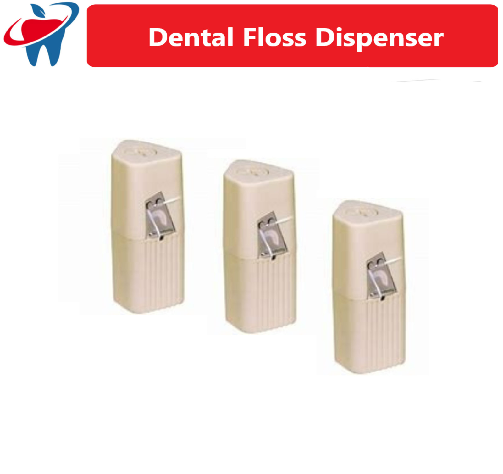 3 x Dental FLOSS Dispenser FOR PROFESSIONAL SIZE 200 YD. REFILL – Beige, 3/Pack