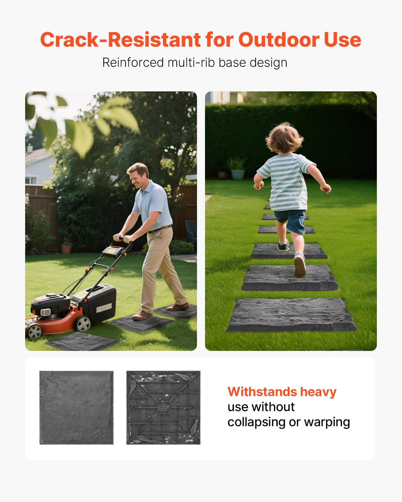 VEVOR Garden Stepping Stones, 4Pcs 15.5 x 15.5 in, Decorative Stepping Stones wi