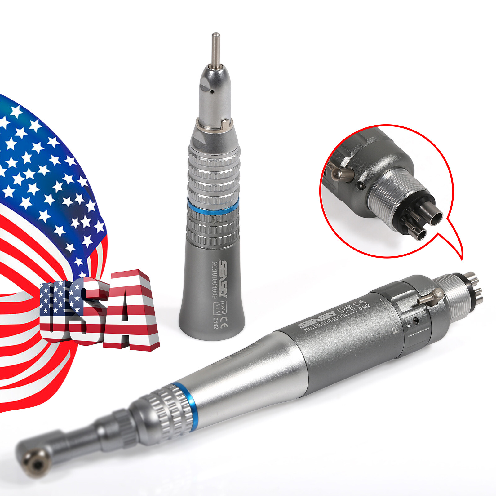 NSK Style Dental Slow Low Speed Handpiece Straight Contra Angle Air Motor 4/2H