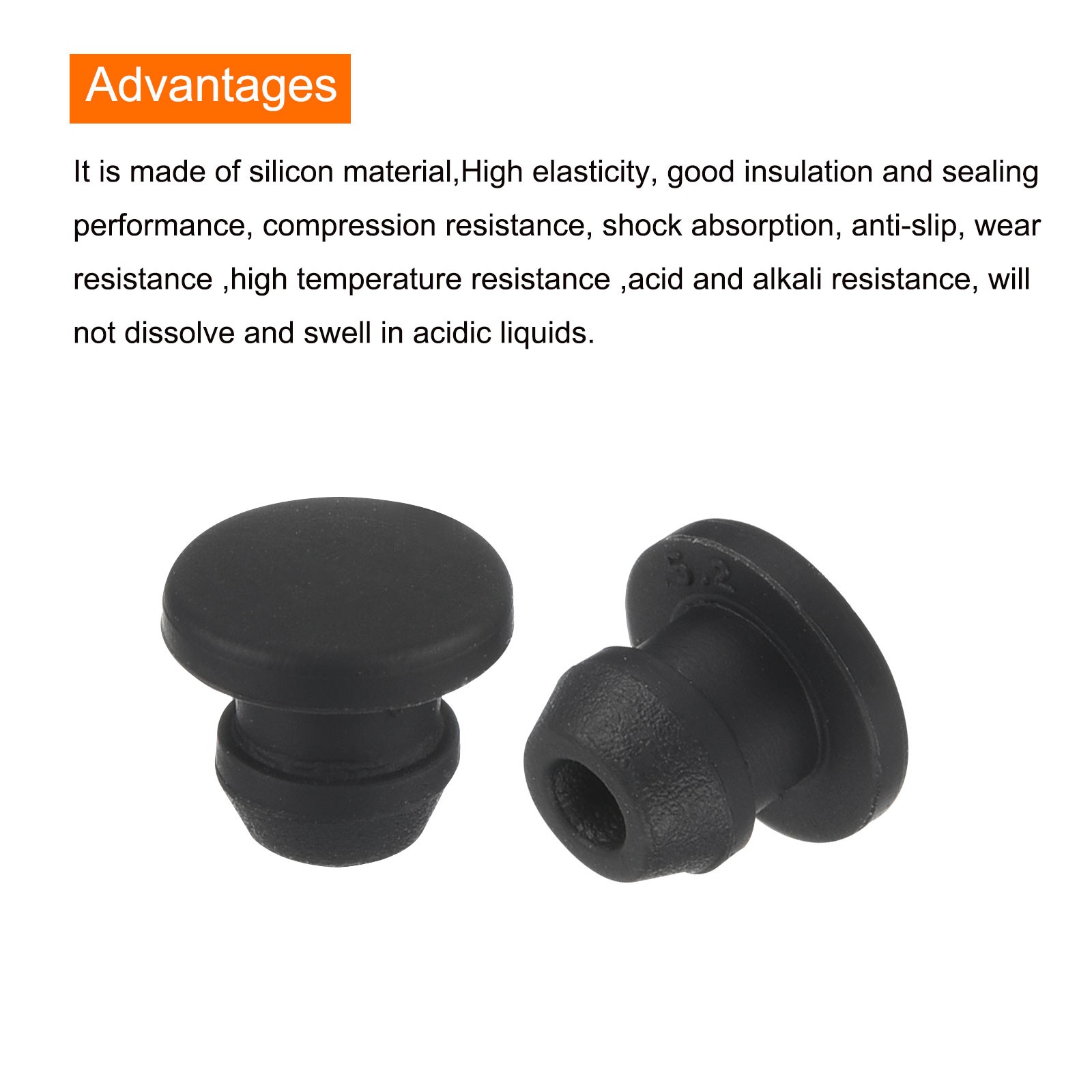 10Pcs Silicone Snap in Locking Hole Plugs Seal Cover Panel Round 5mm Black