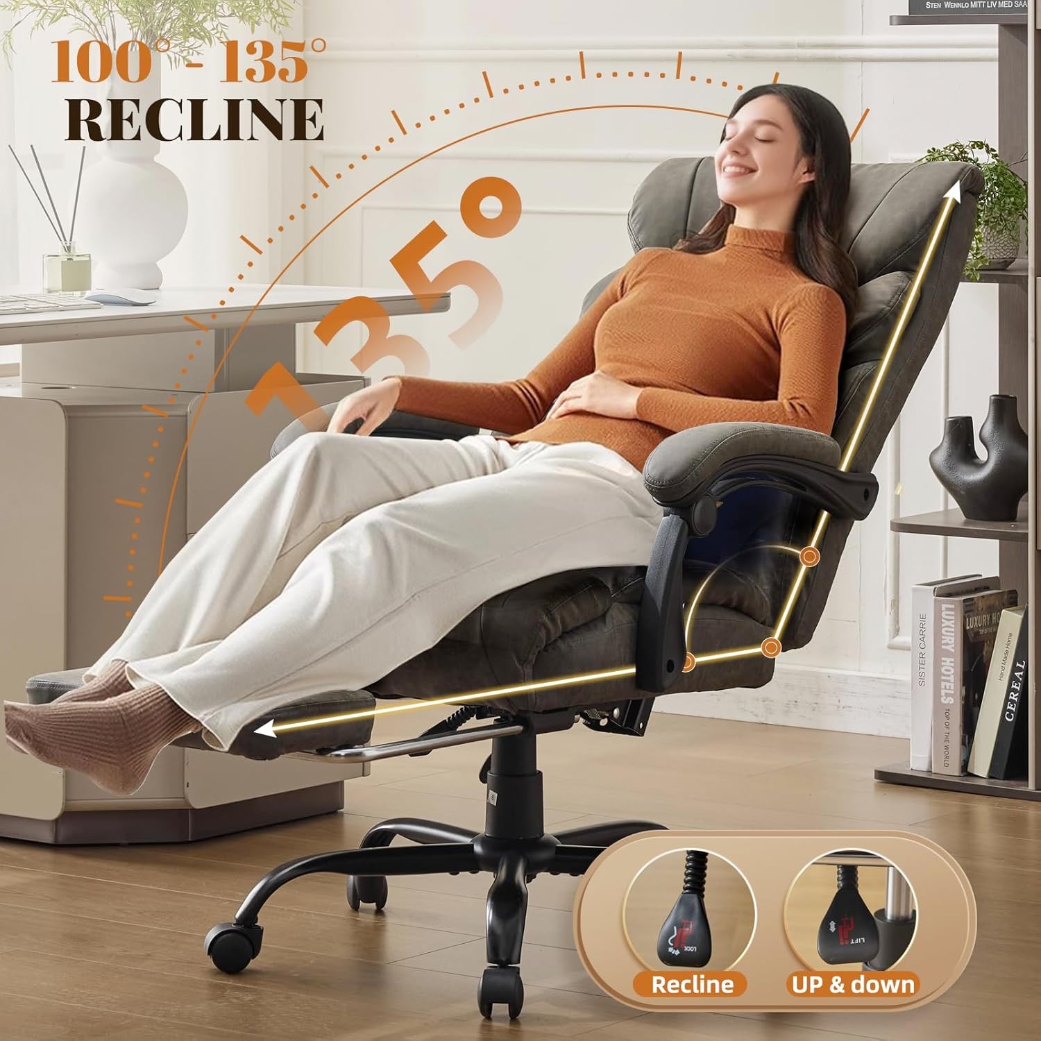 🚩Wide Ergonomic Computer Chair with Footrest, 500lbs Big and Tall Office Chair