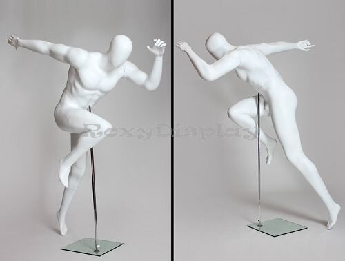 Male Fiberglass EggHead Mannequin Dress Form Display #MZ-PB3