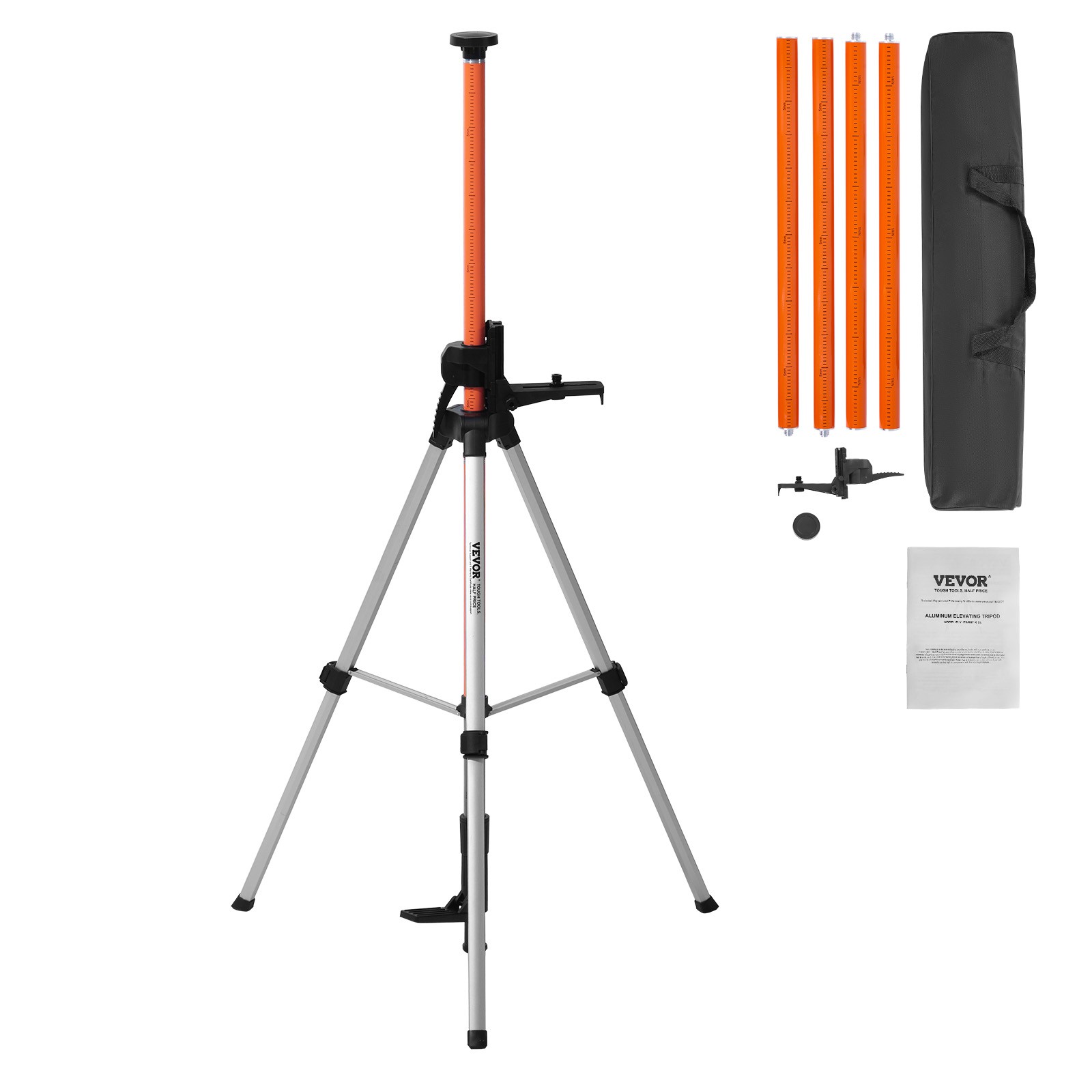 VEVOR Laser Level Tripod 1/4″-20 & 5/8″-11 Thread 40.94-133.85 in Height Adjust