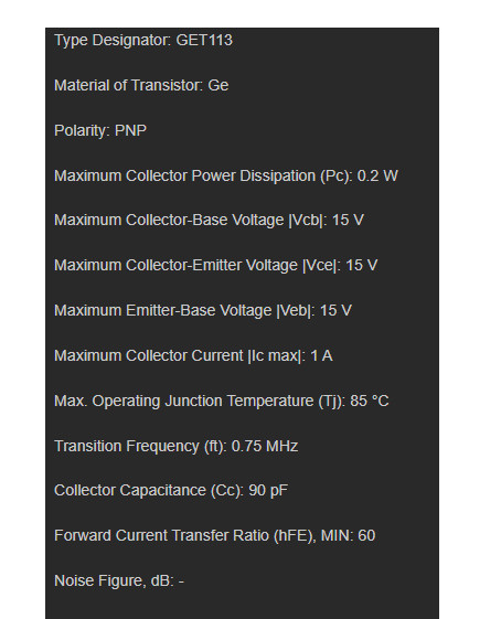 * TESTED ! * GET113 MULLARD GERMANIUM TRANSISTOR.* Please check the description*