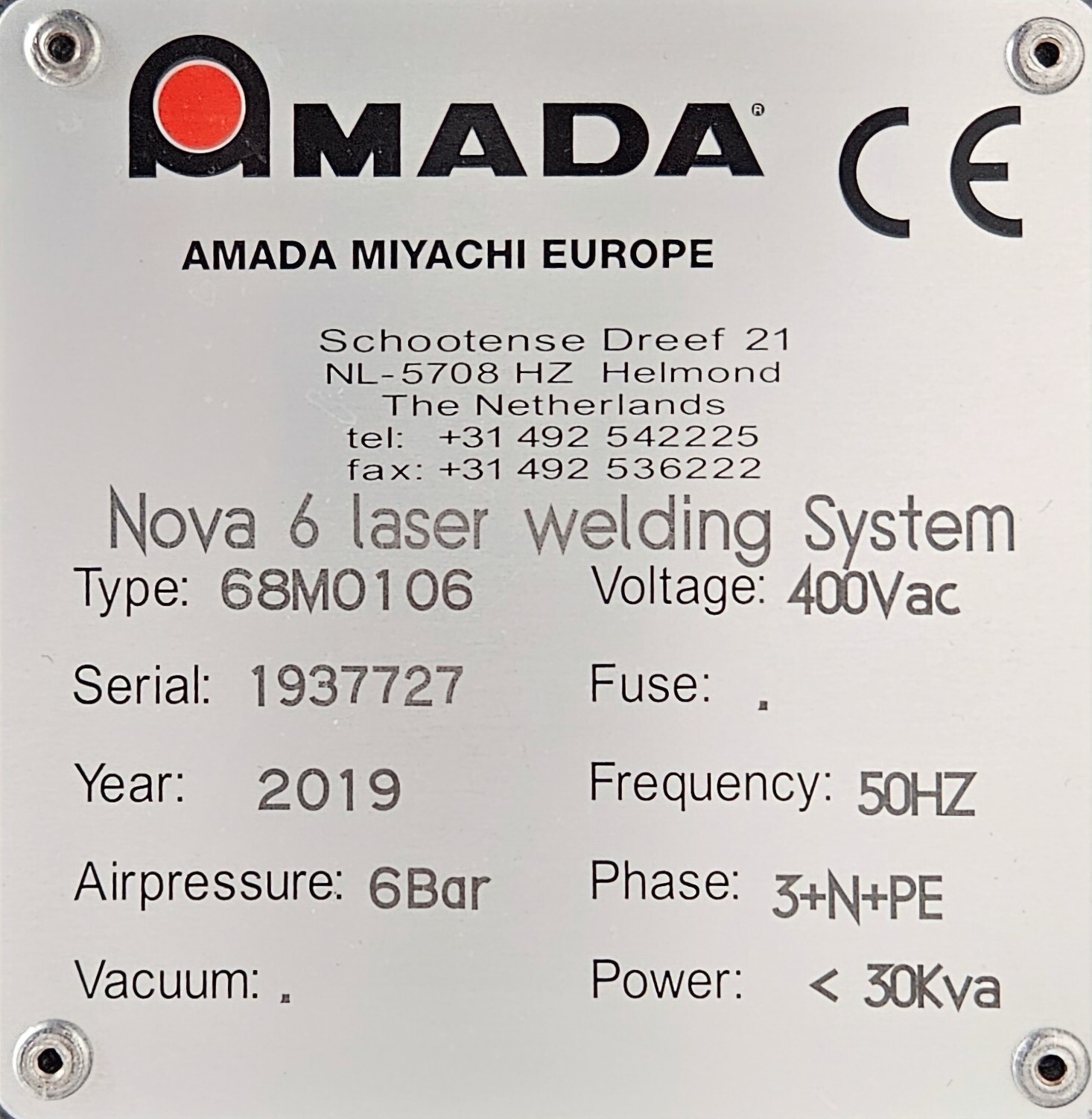 AMADA MIYACHI NOVA6 CNC Laser Welding Workstations yaer of manufacuring 2019