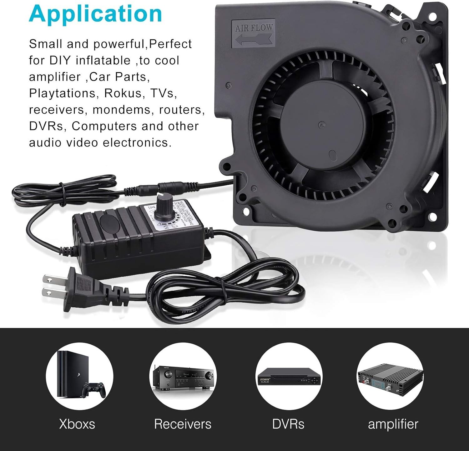 120mm x 32mm Centrifugal Blower Fan 110V/220V AC with Speed Controller