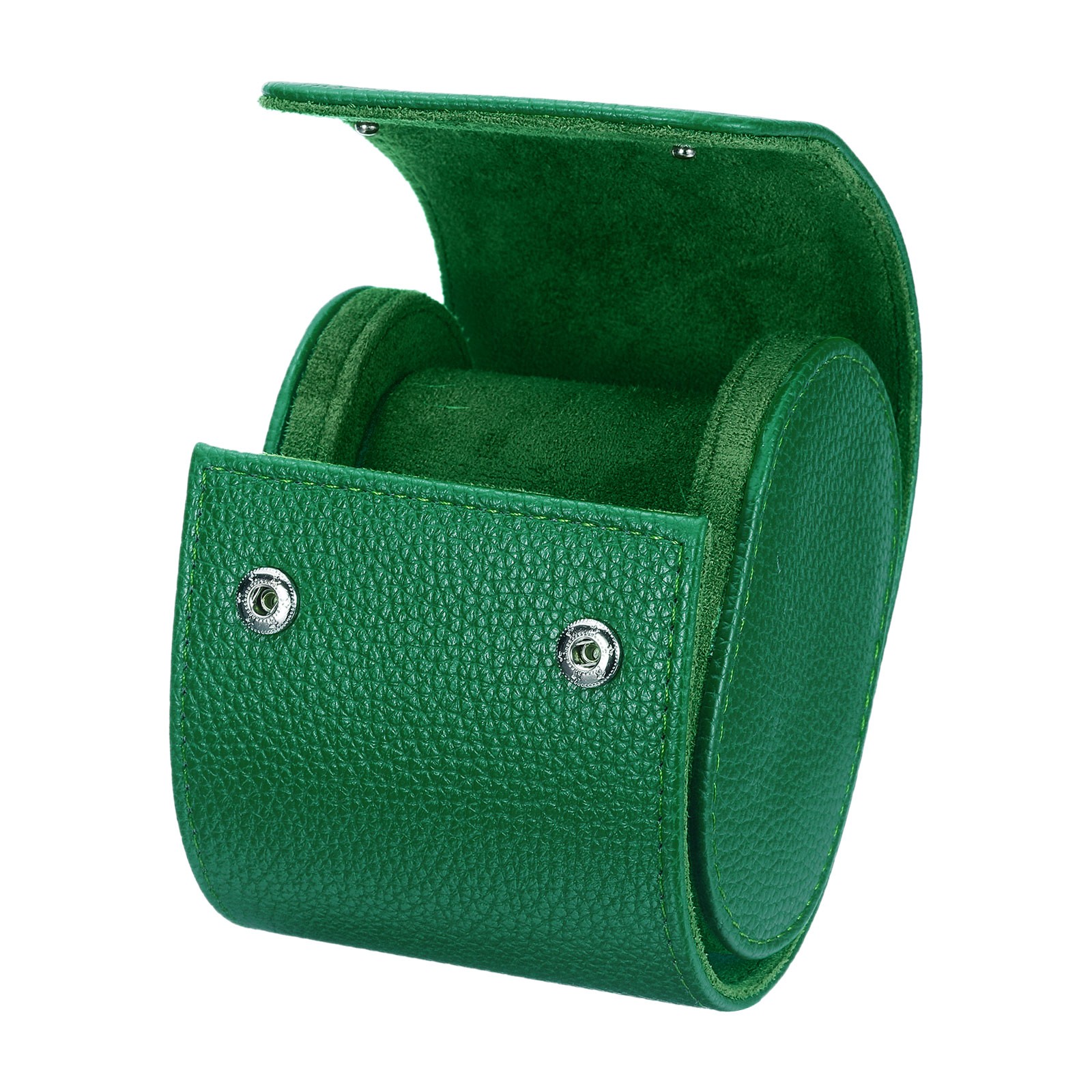 Watch Roll Travel Case Single Slot Portable Leather Watch Cases, Textured Green