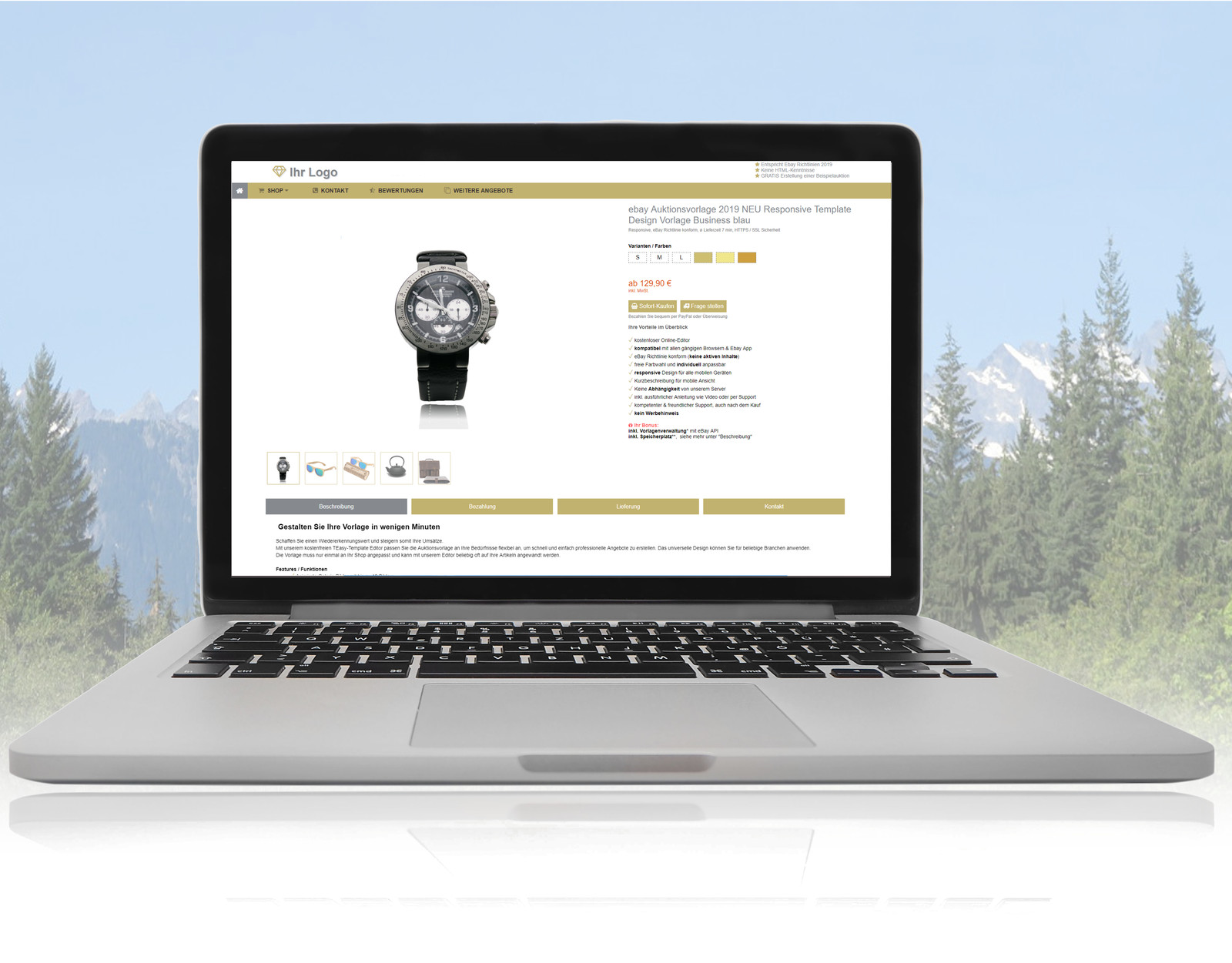 EBAY TEMPLATE template auction template 2026 new responsive design business gold