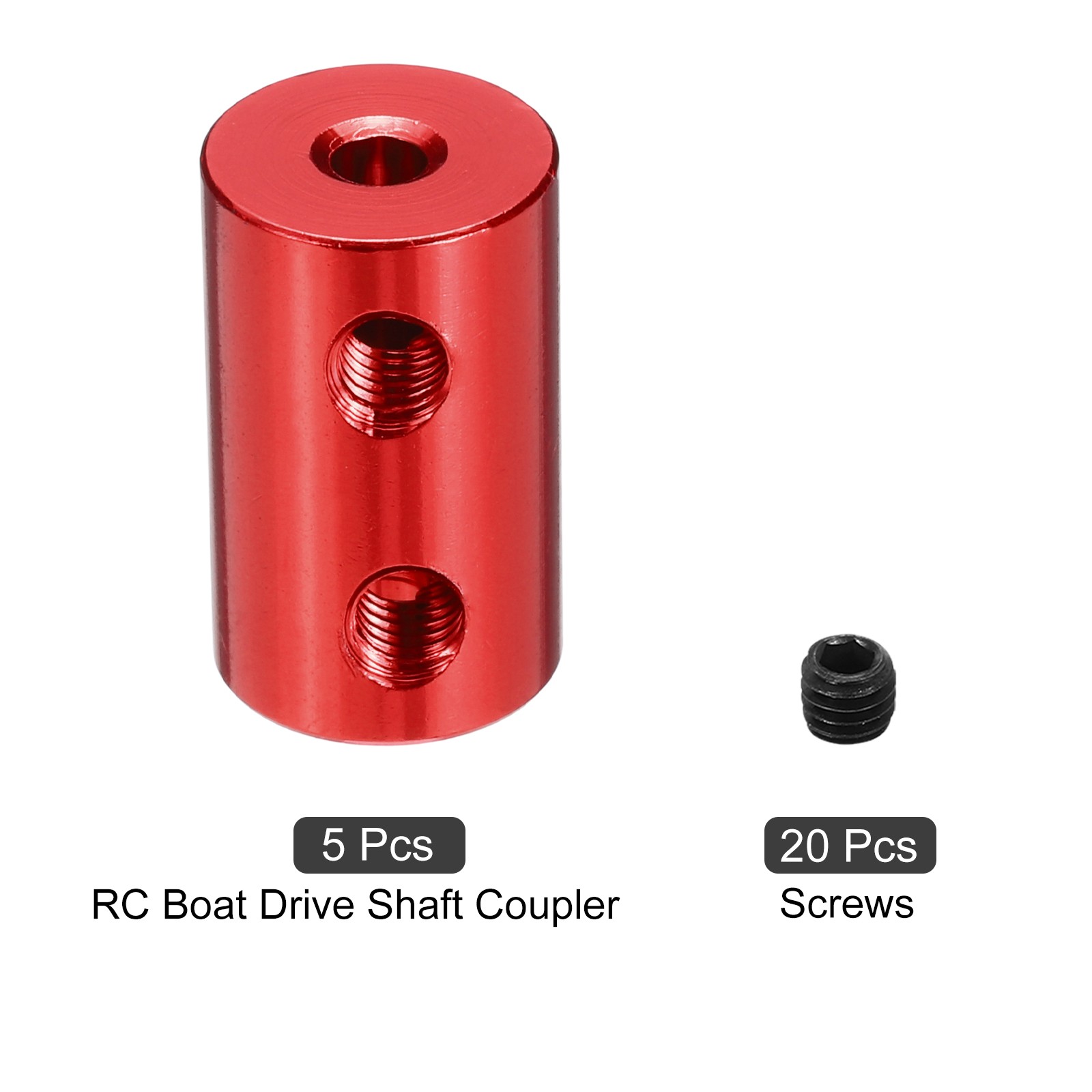 5 Pack Rigid Screw Coupling 3mm – 3mm Coupler L20mm x D12mm Aluminum Alloy Red
