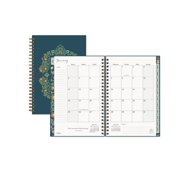 5"x8" 2026 Weekly/Monthly Wirebound Planner Hardcover Blackthorn Blue