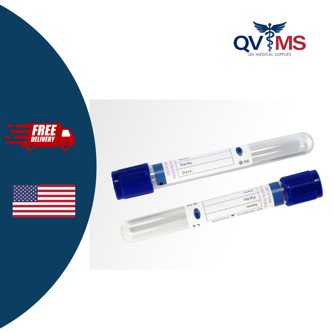 EDTA Tube 6ml K2 EDTA 10.8mg Tube Royal Blue Top (200 Pcs) EXP 5/2025