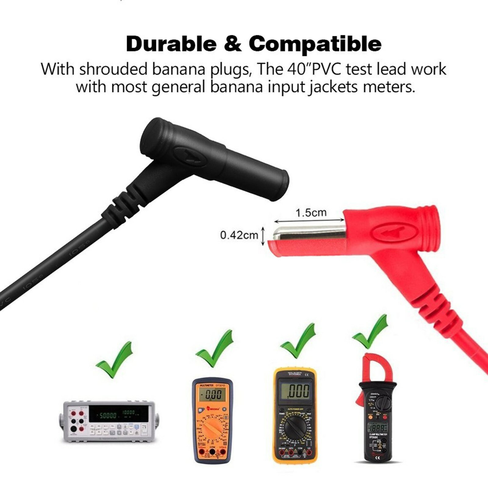 Fluke Compatible Hard Point Test Leads Set for Multimeter Meter Probes USA SHIP