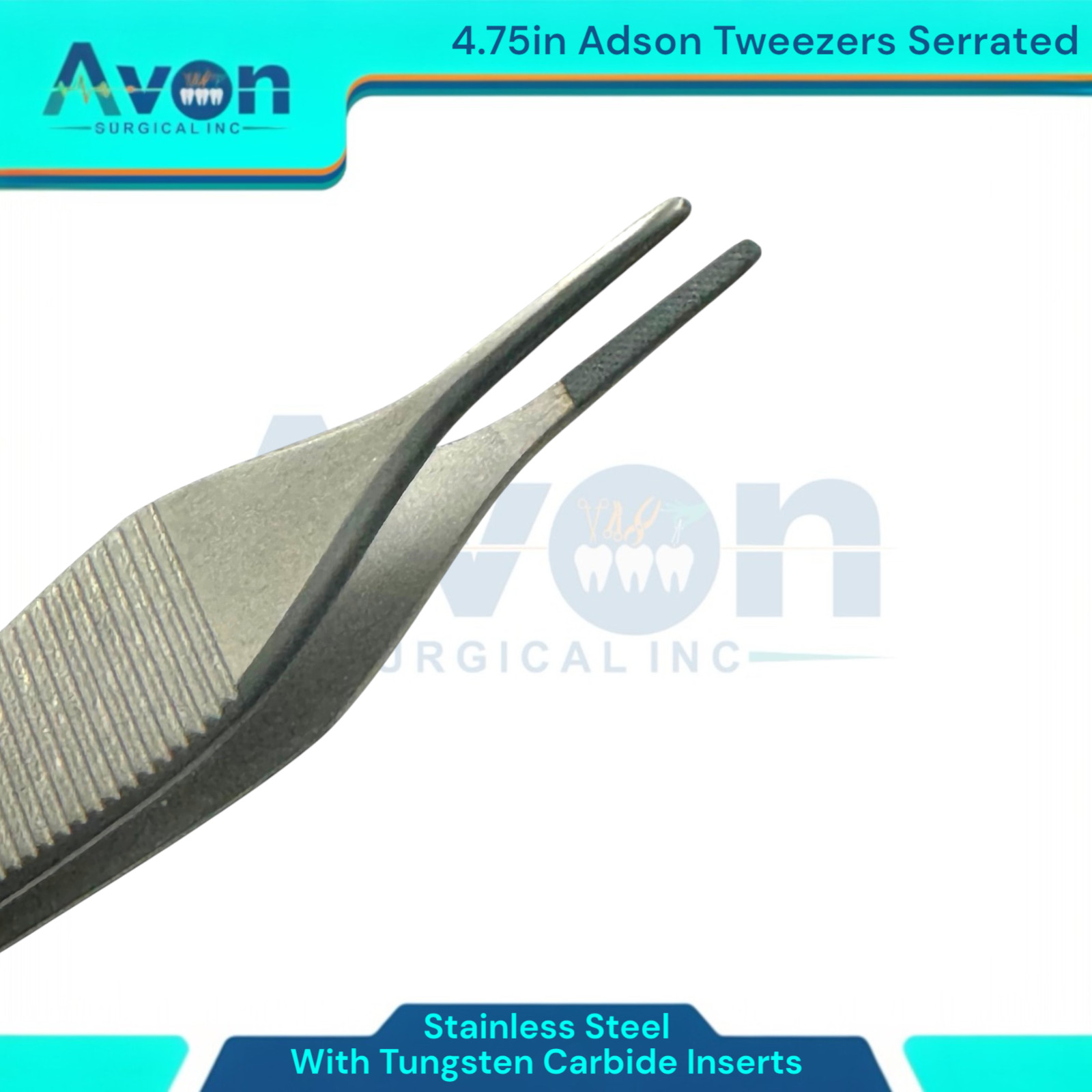 Premium Adson Thumb Serrated Tweezer Forceps, 4.75″, TC Insert Jaw – Gold Handle